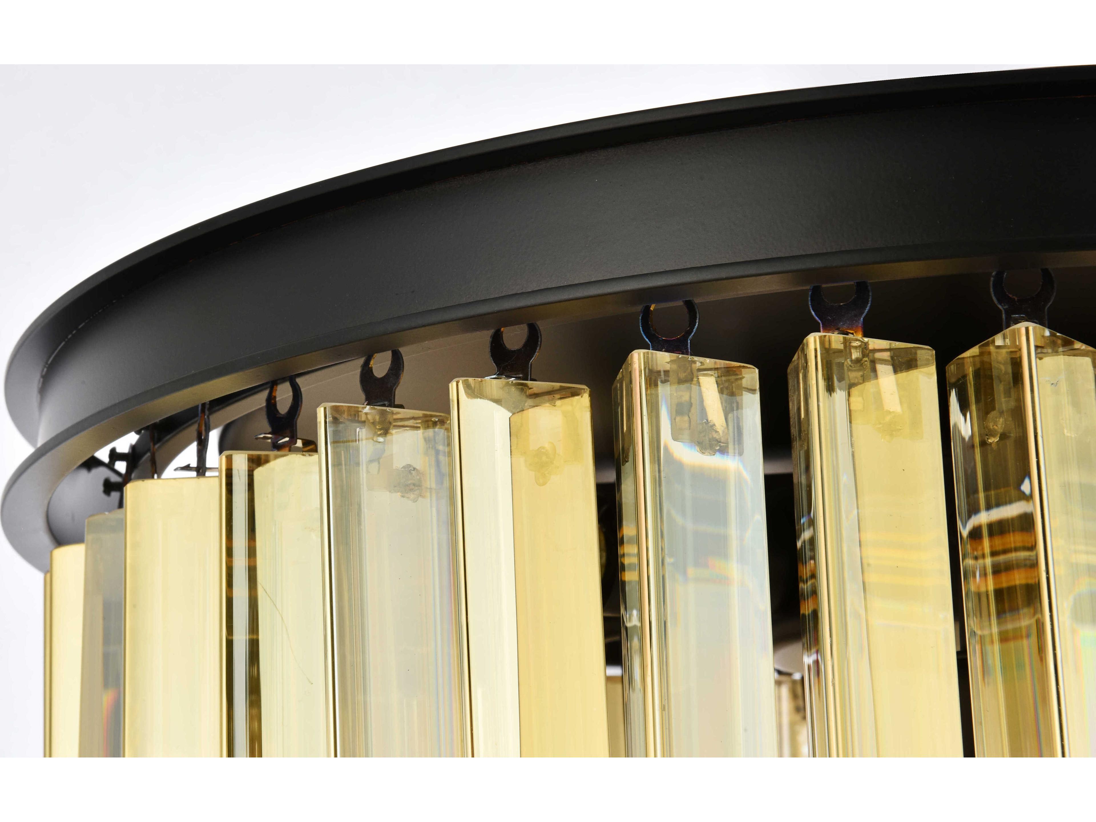 Elegant Lighting Sydney 6-Light Matte Black Gold Crystal Drum Flush Mount