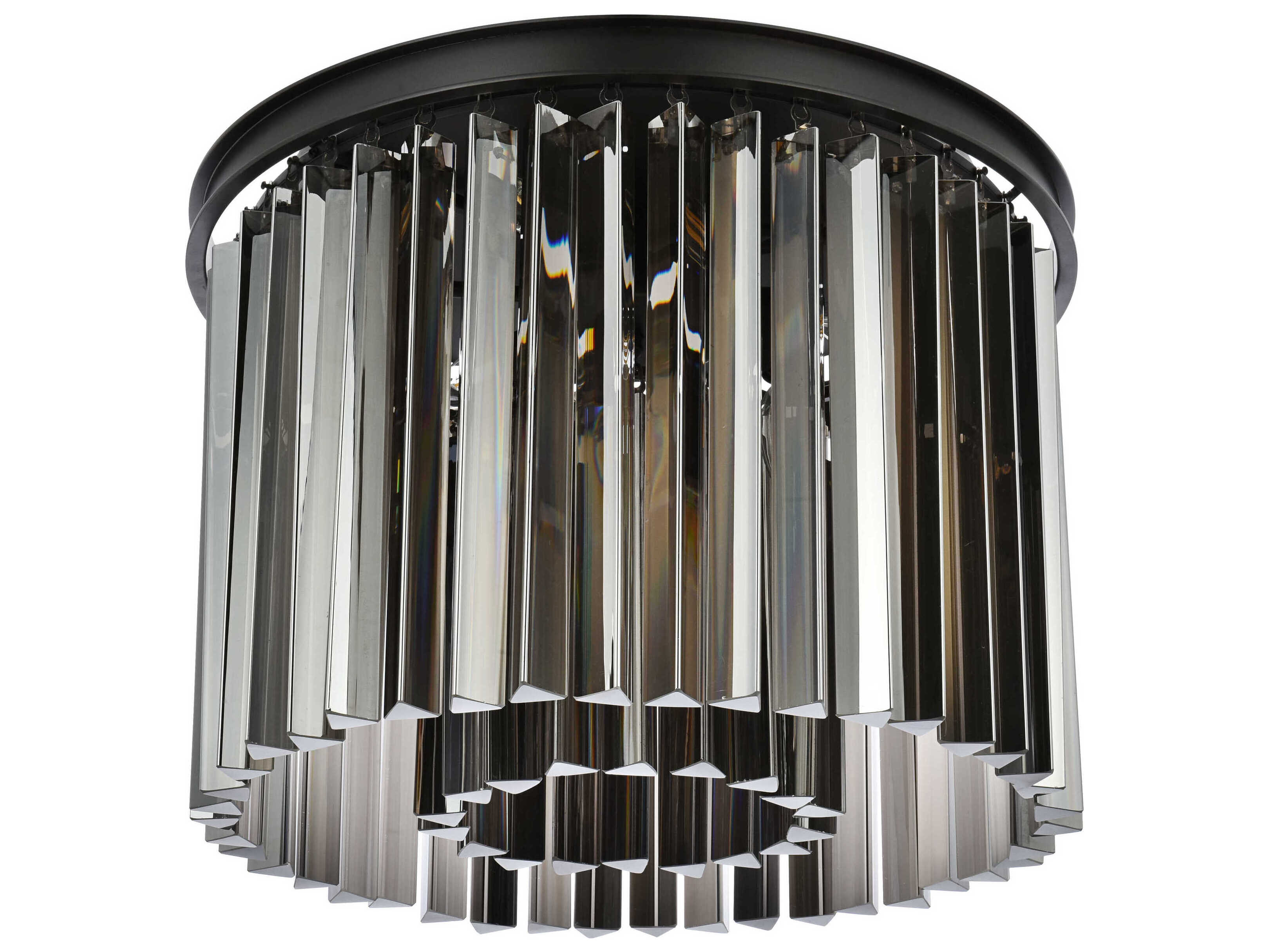 Elegant Lighting Sydney 6-Light Matte Black Silver Crystal Drum Flush Mount