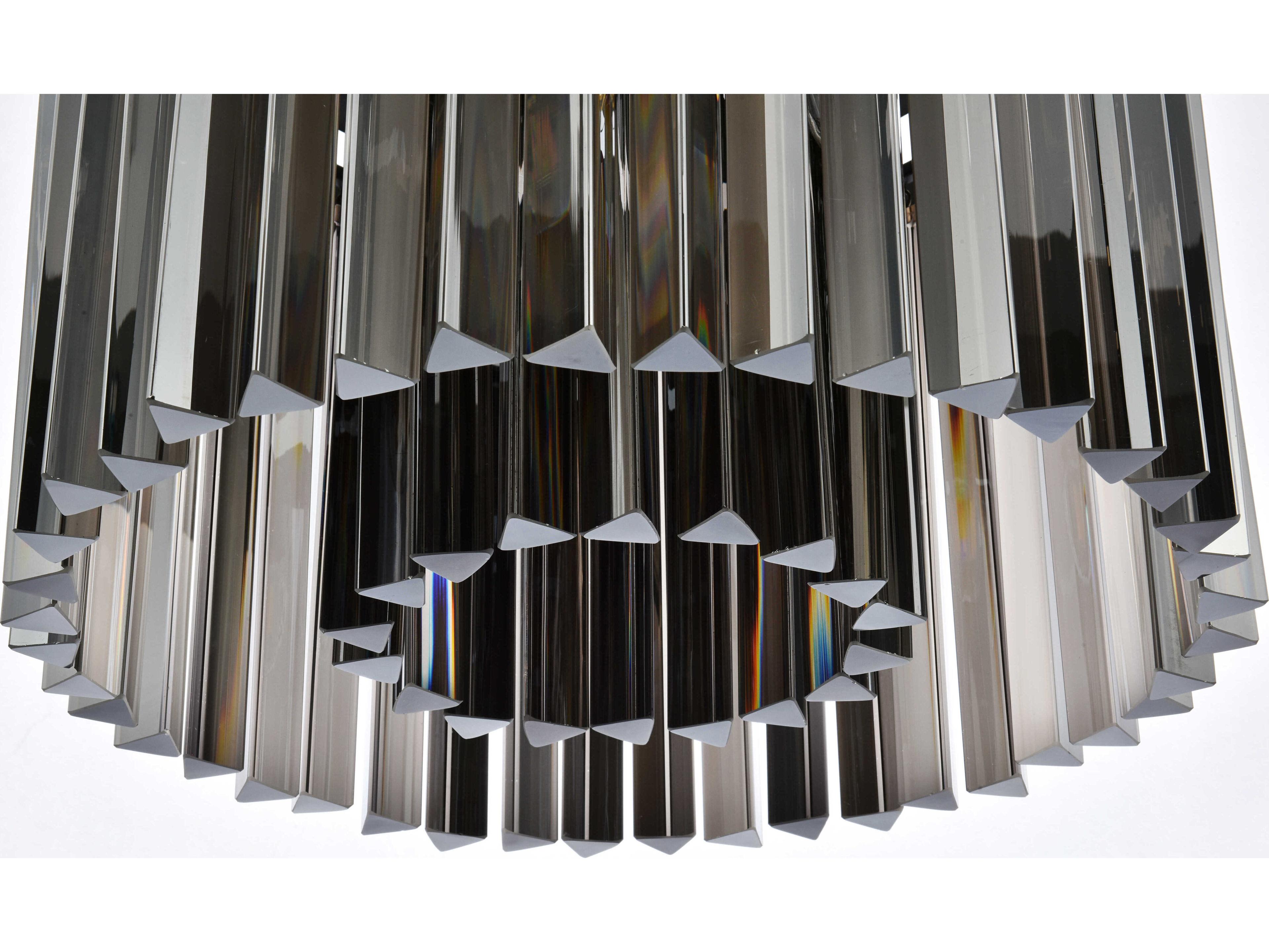 Elegant Lighting Sydney 6-Light Matte Black Silver Crystal Drum Flush Mount