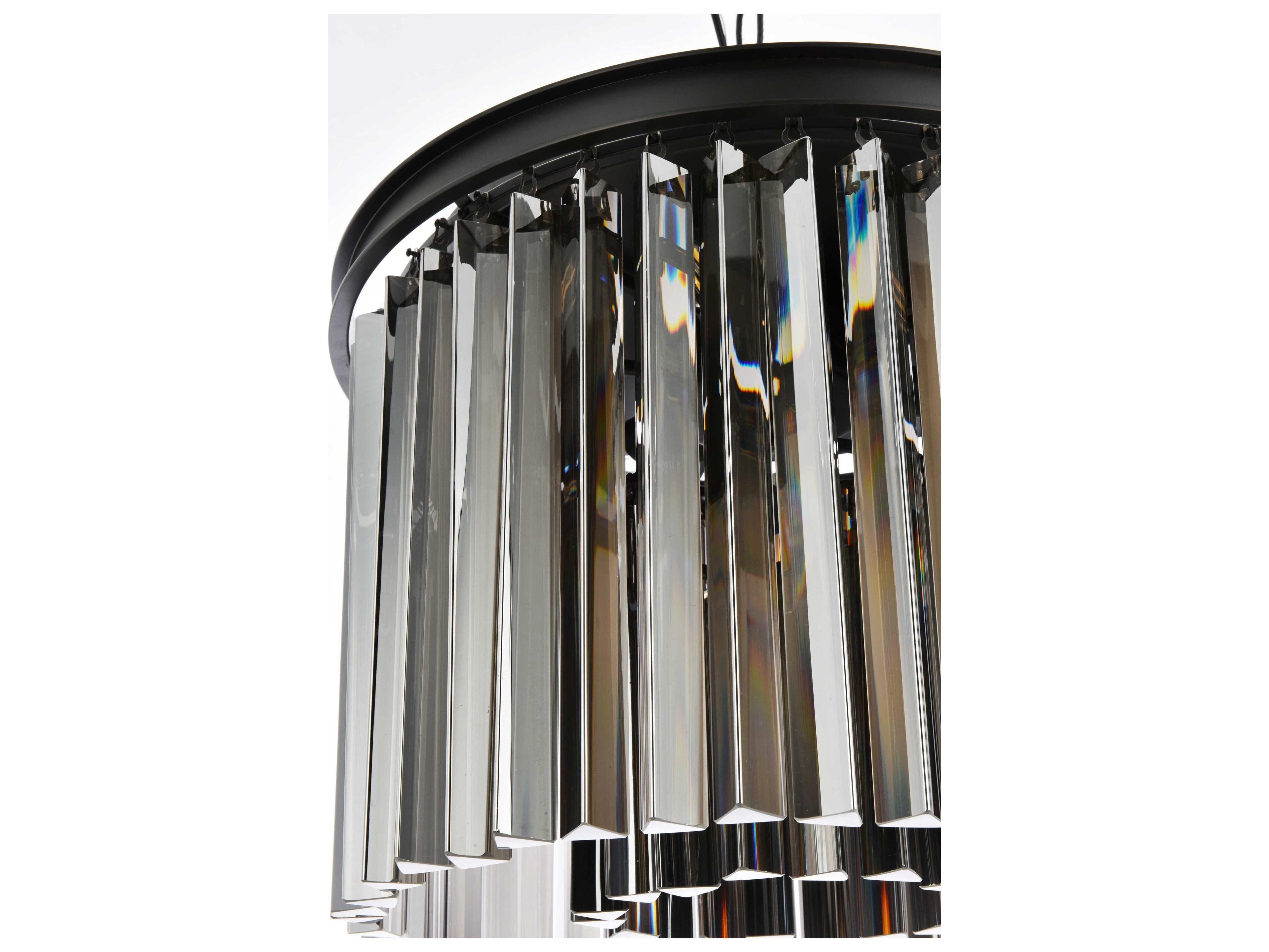 Elegant Lighting Sydney 6-Light Matte Black Silver Crystal Drum Flush Mount