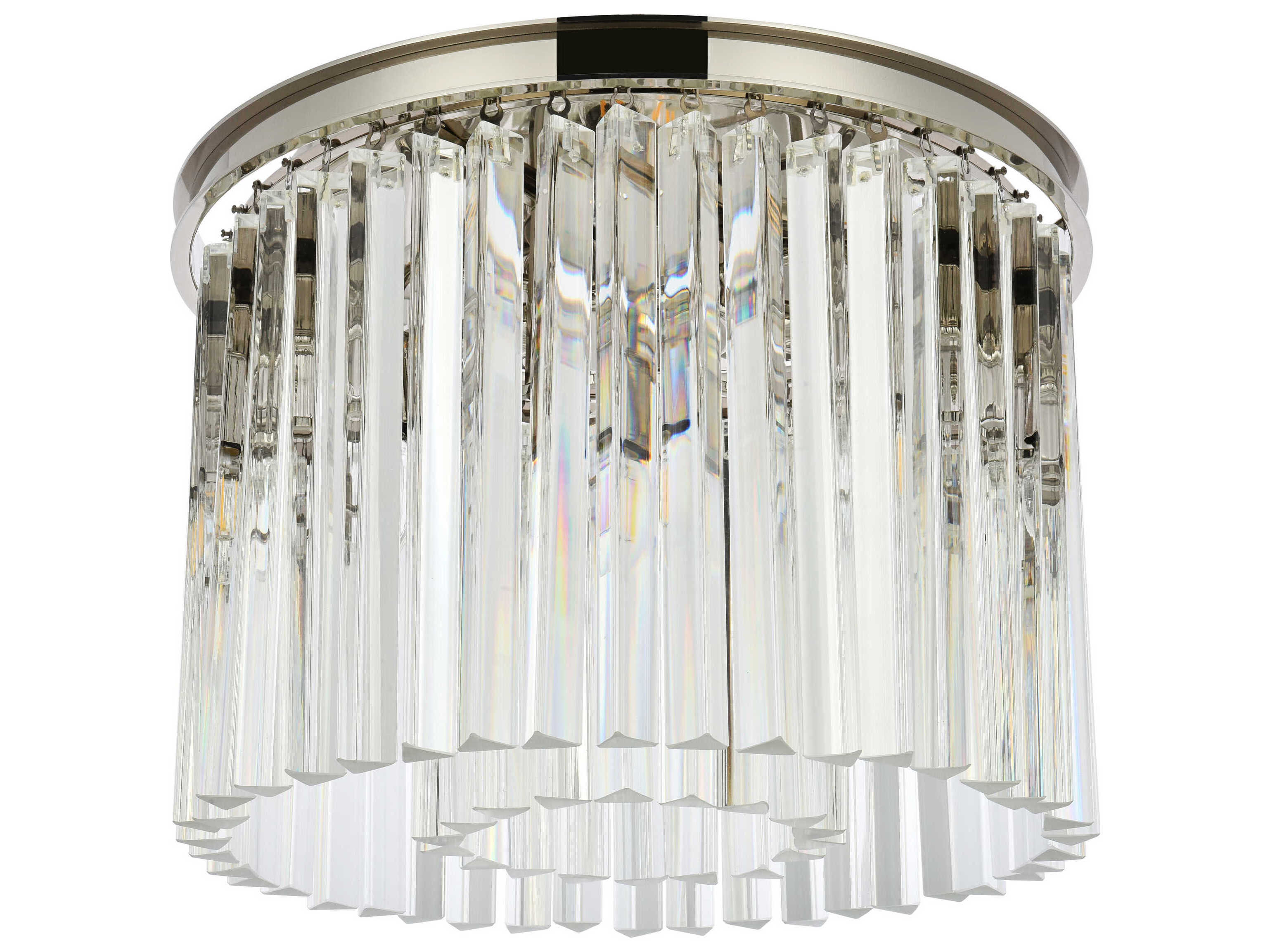 Elegant Lighting Sydney 6-Light Polished Nickel Clear Crystal Drum Flush Mount