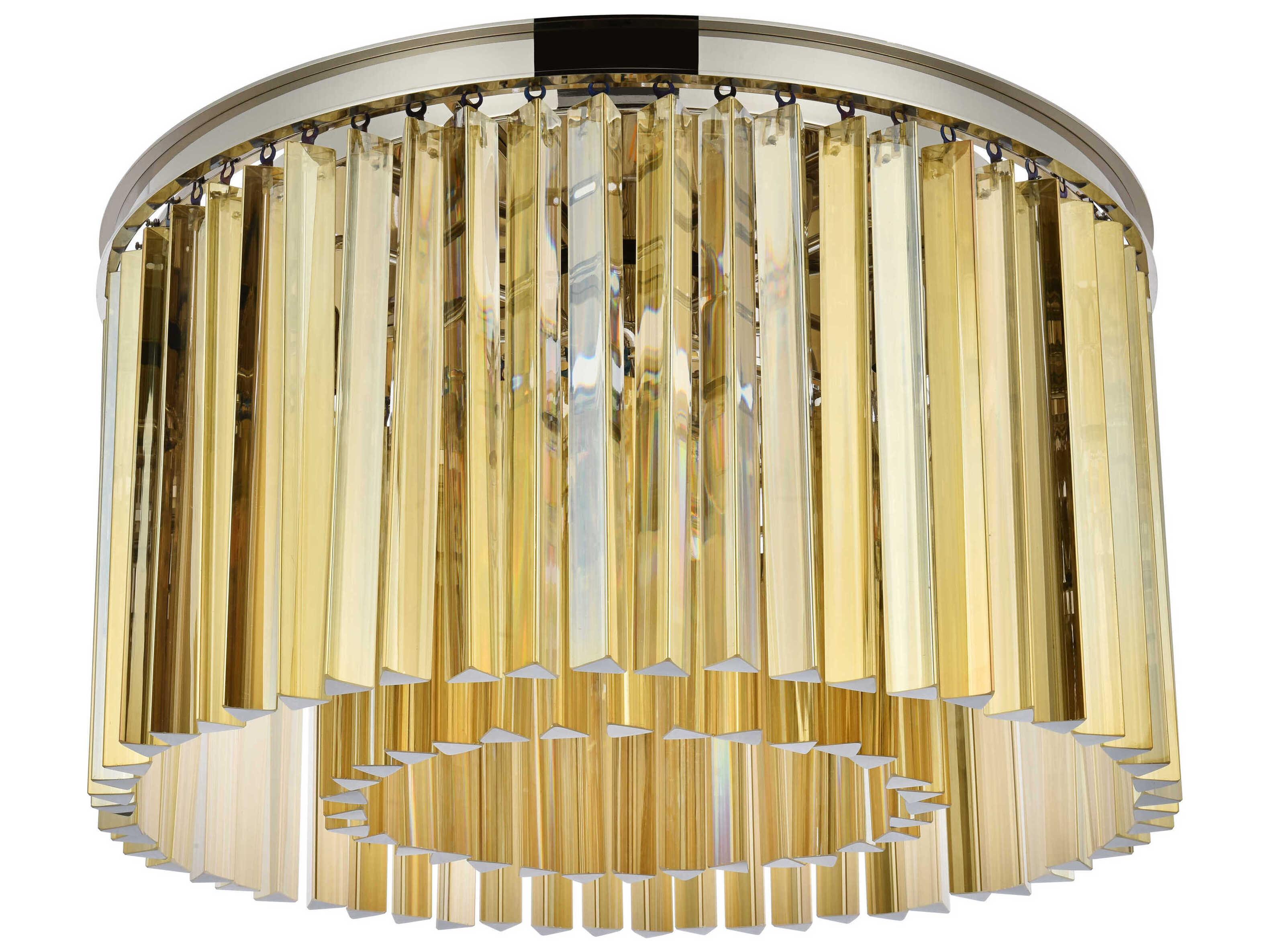 Elegant Lighting Sydney 8-Light Polished Nickel Crystal Drum Flush Mount