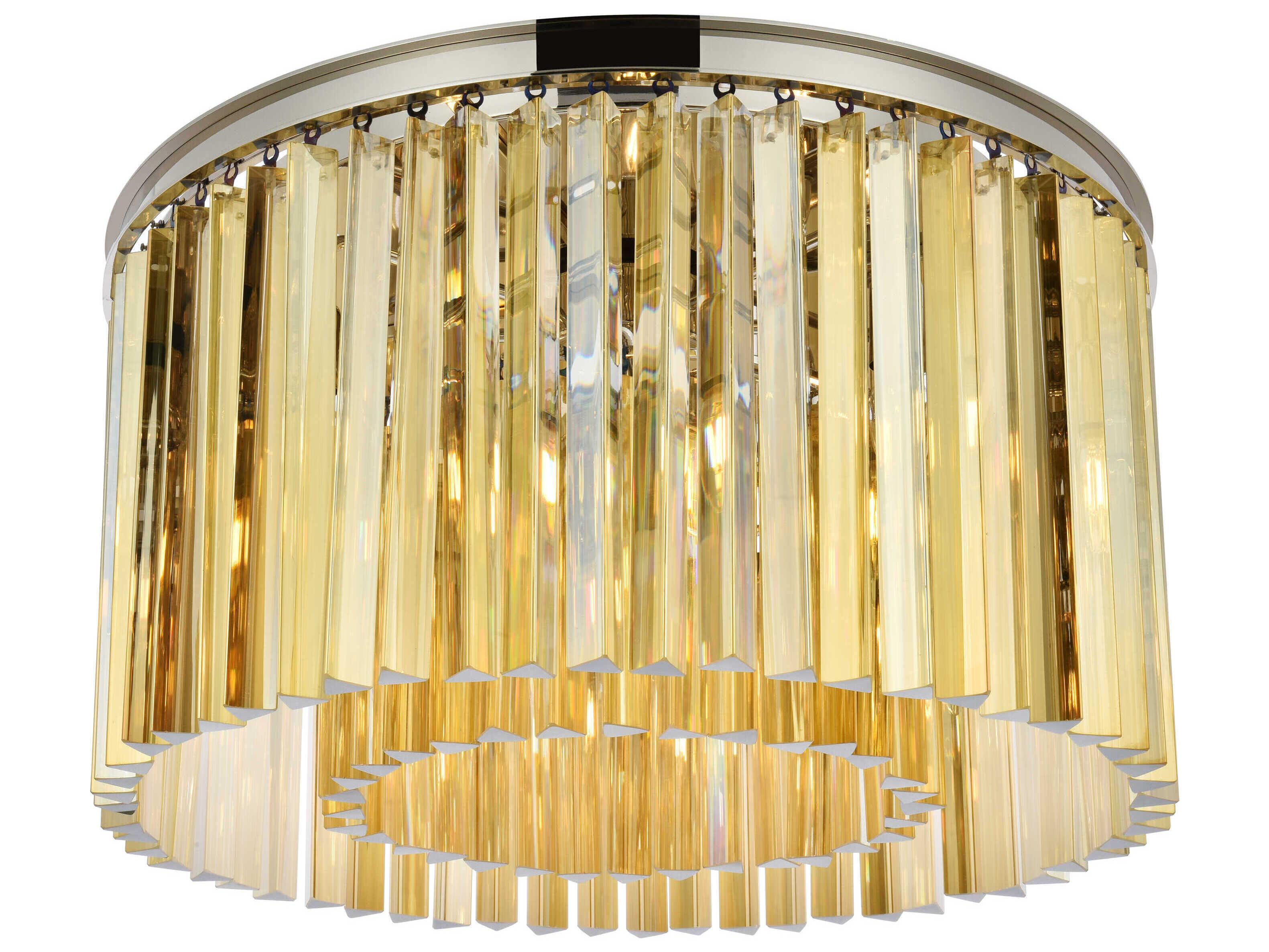 Elegant Lighting Sydney 8-Light Polished Nickel Crystal Drum Flush Mount