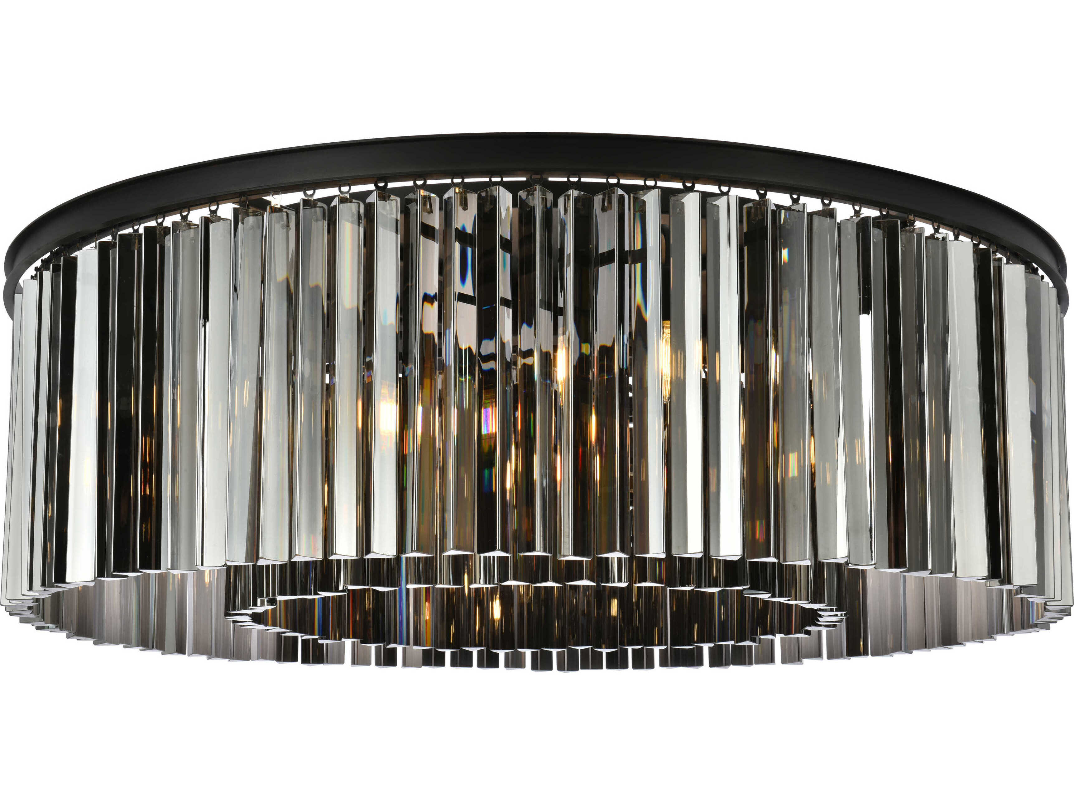 Elegant Lighting Sydney 10-Light Matte Black Crystal Flush Mount