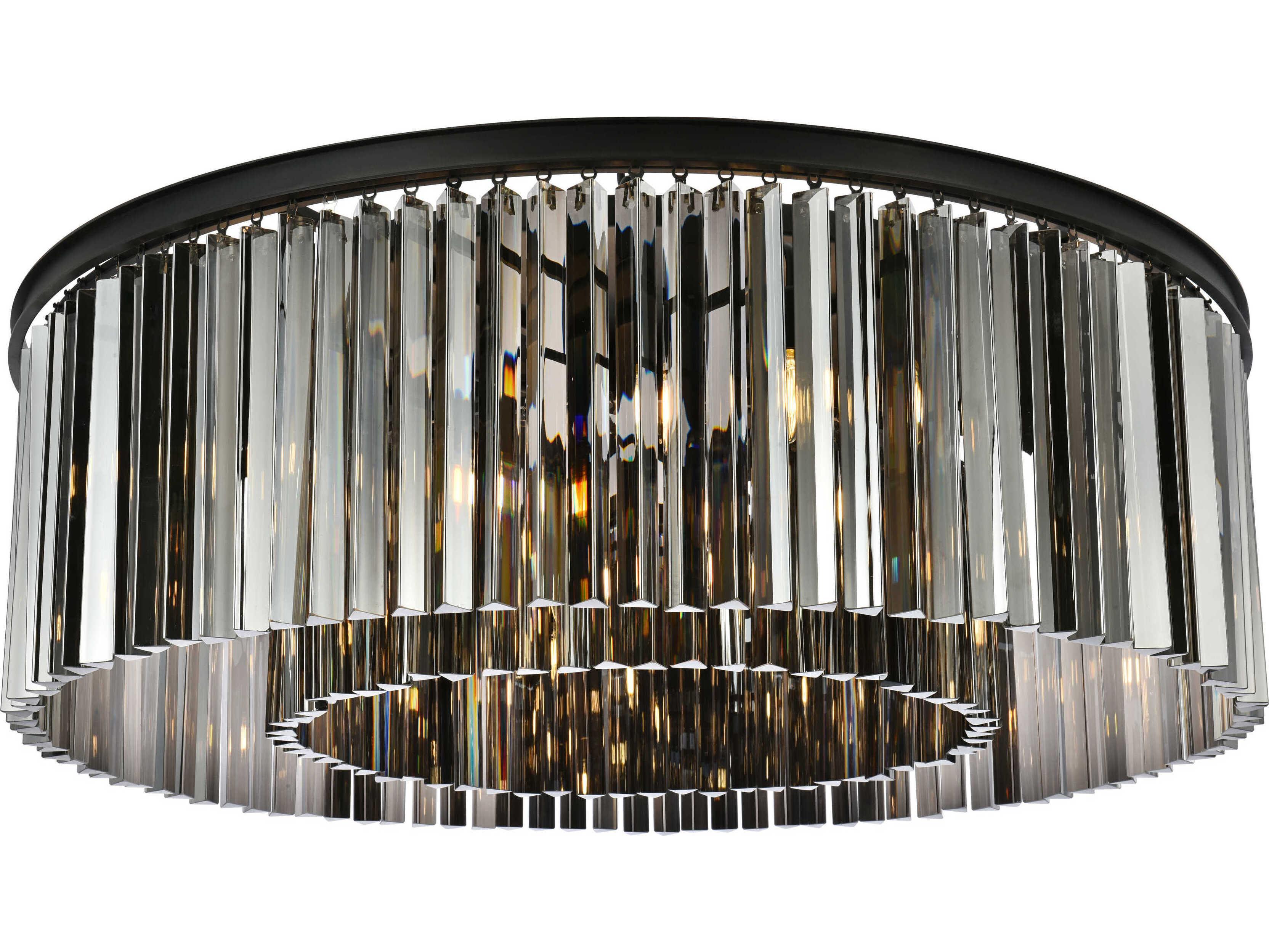 Elegant Lighting Sydney 10-Light Matte Black Crystal Flush Mount