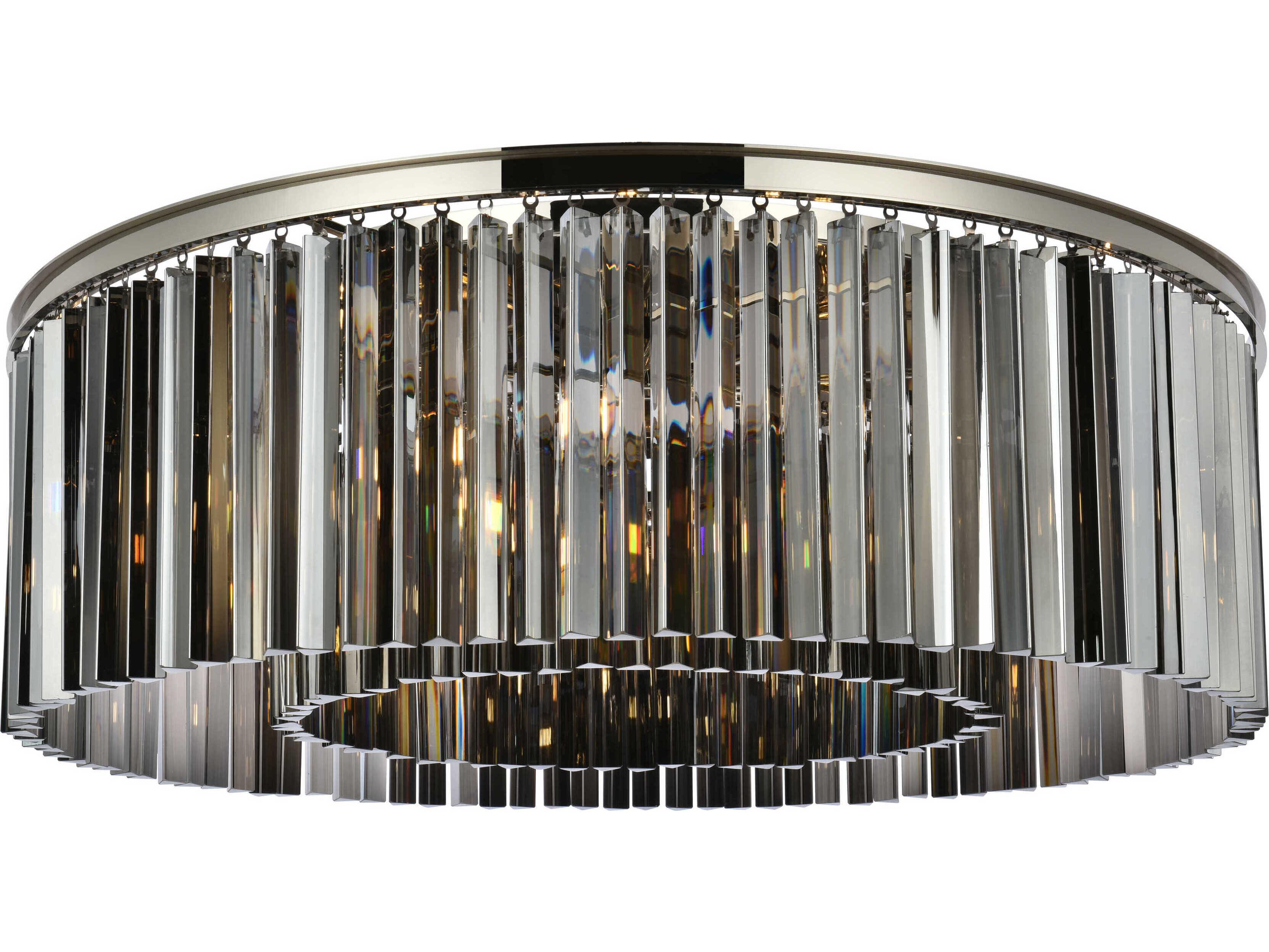 Elegant Lighting Sydney 10-Light Polished Nickel Crystal Flush Mount