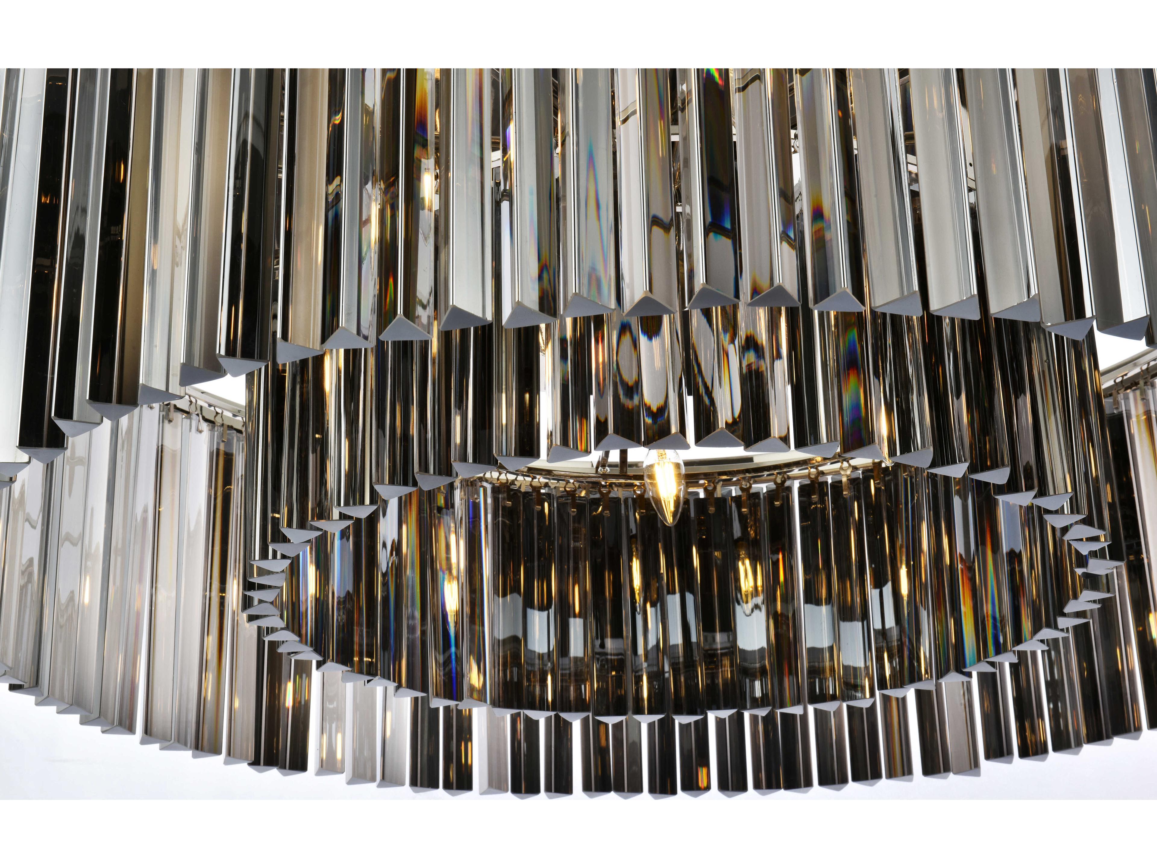 Elegant Lighting Sydney 10-Light Polished Nickel Crystal Flush Mount