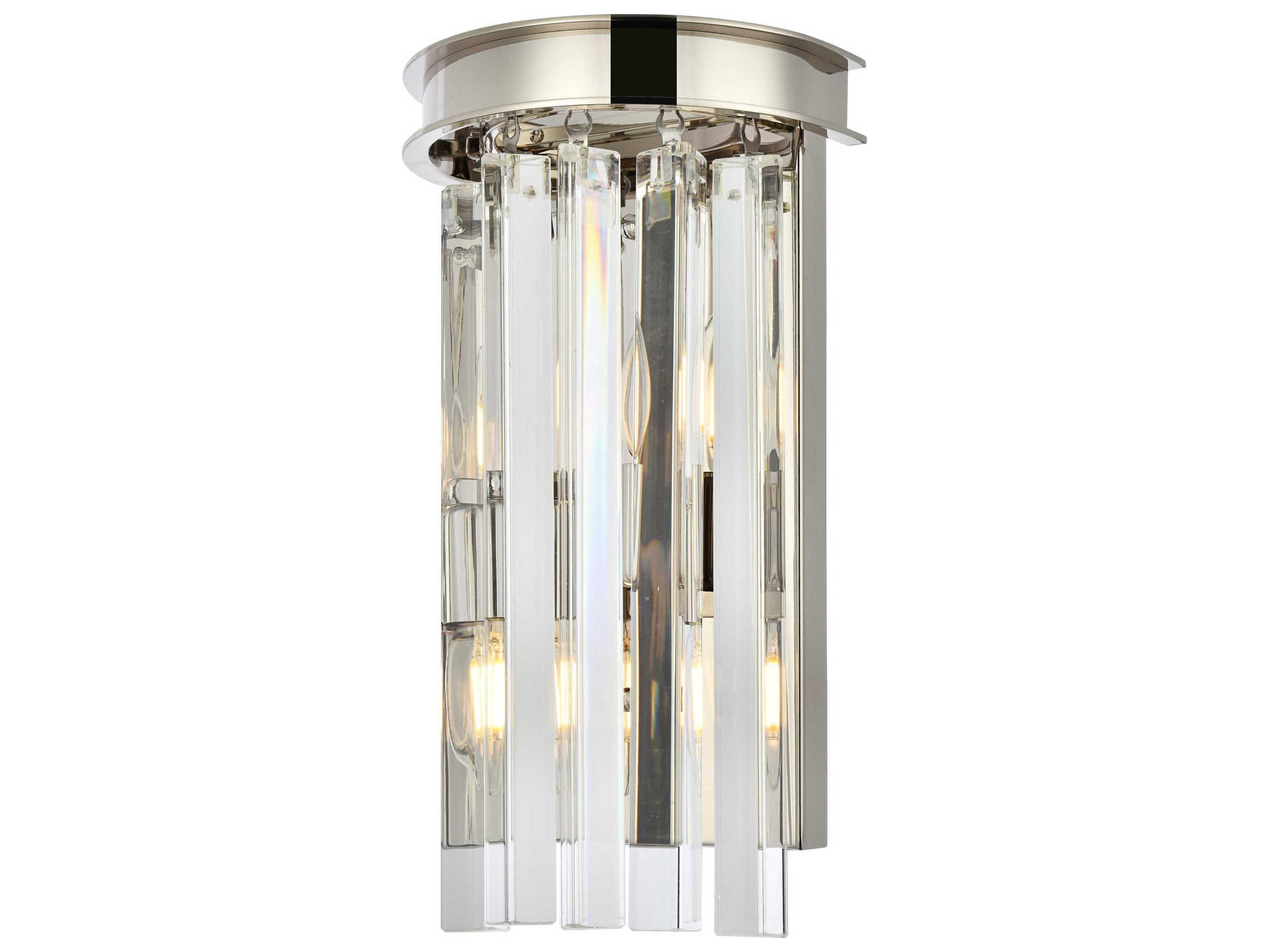 Elegant Lighting Sydney Polished Nickel Clear Crystal Wall Sconce