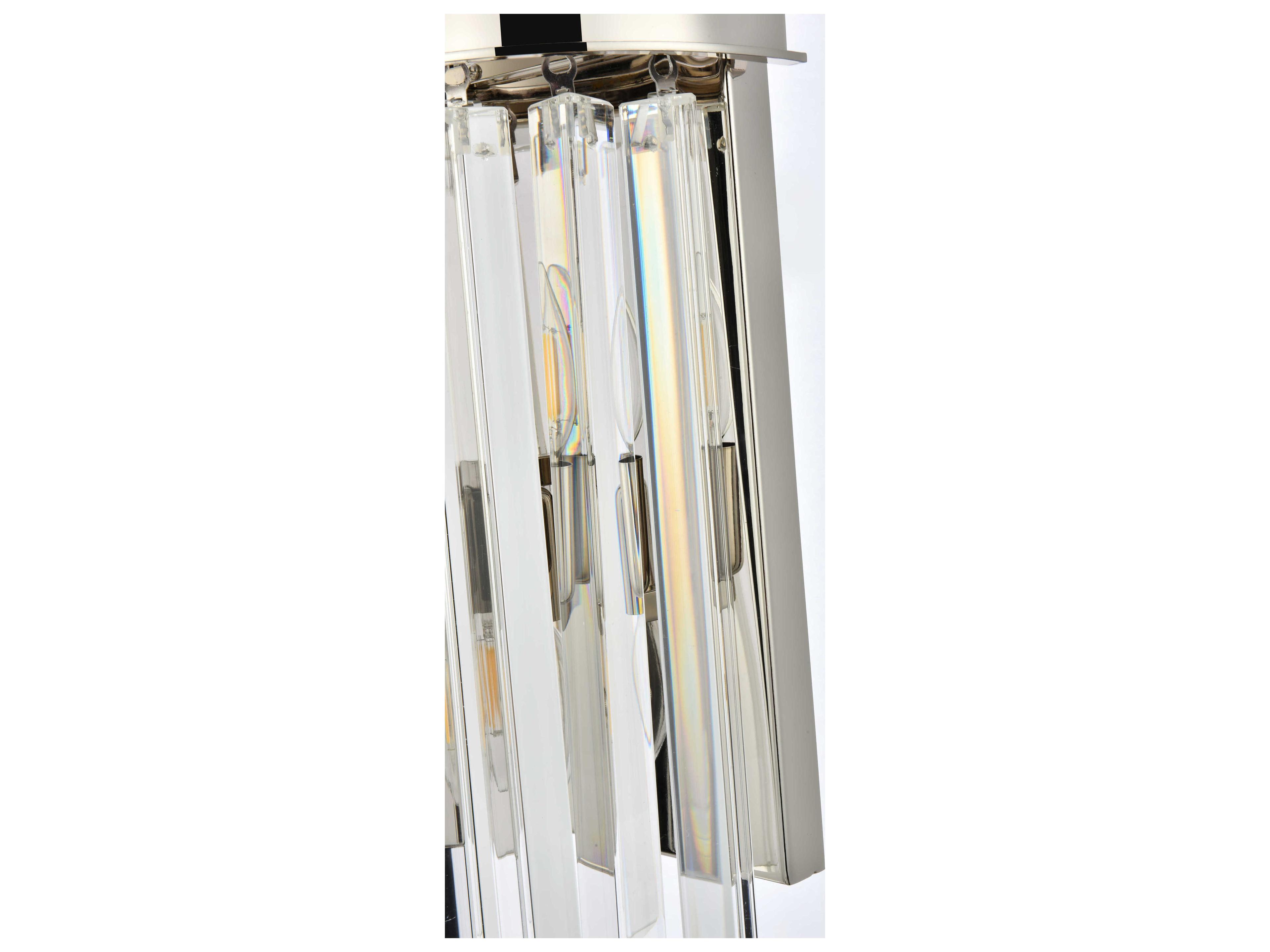 Elegant Lighting Sydney Polished Nickel Clear Crystal Wall Sconce