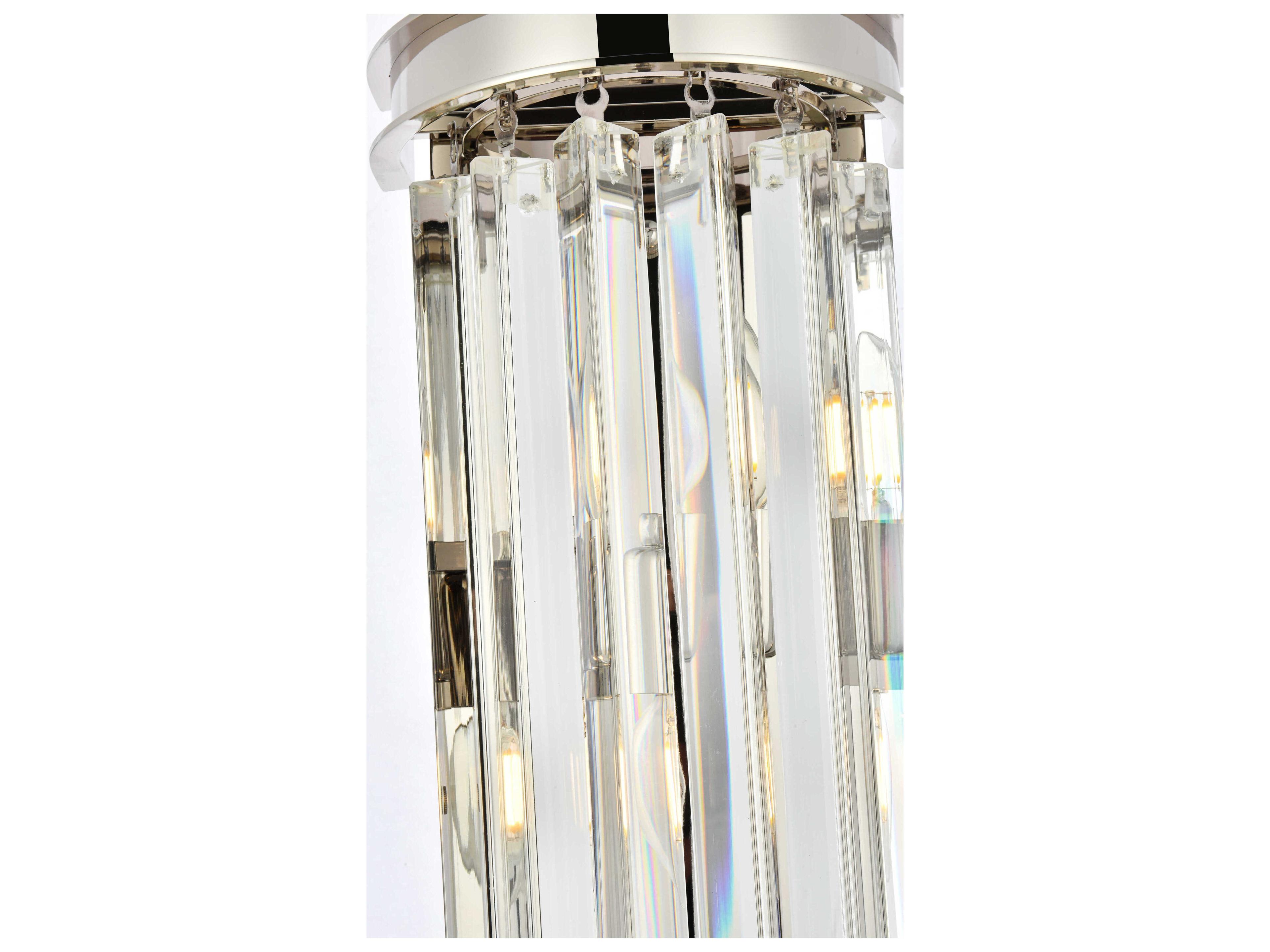 Elegant Lighting Sydney Polished Nickel Clear Crystal Wall Sconce