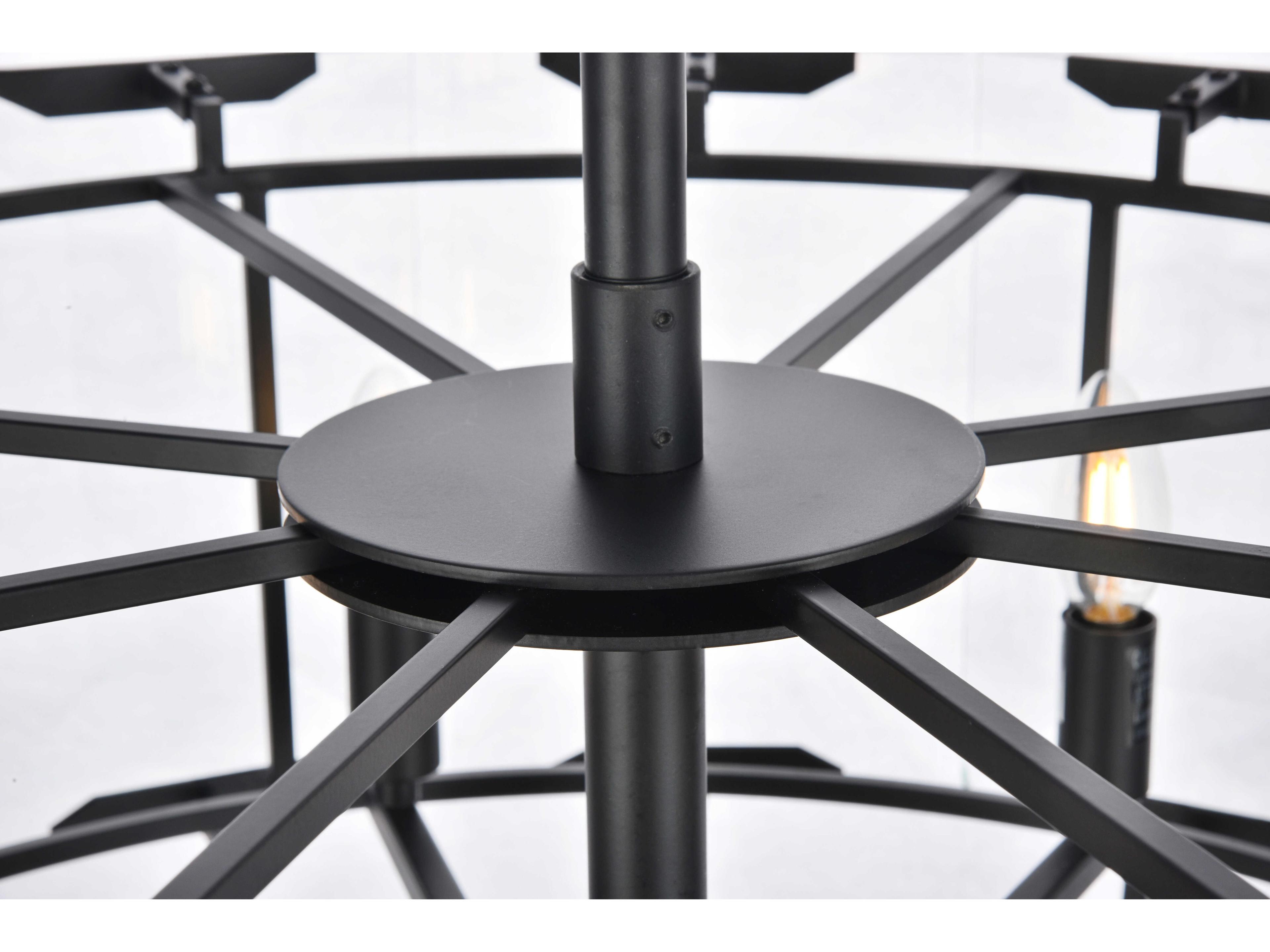 Elegant Lighting Monaco 8-Light Matte Black Clear Glass Drum Chandelier