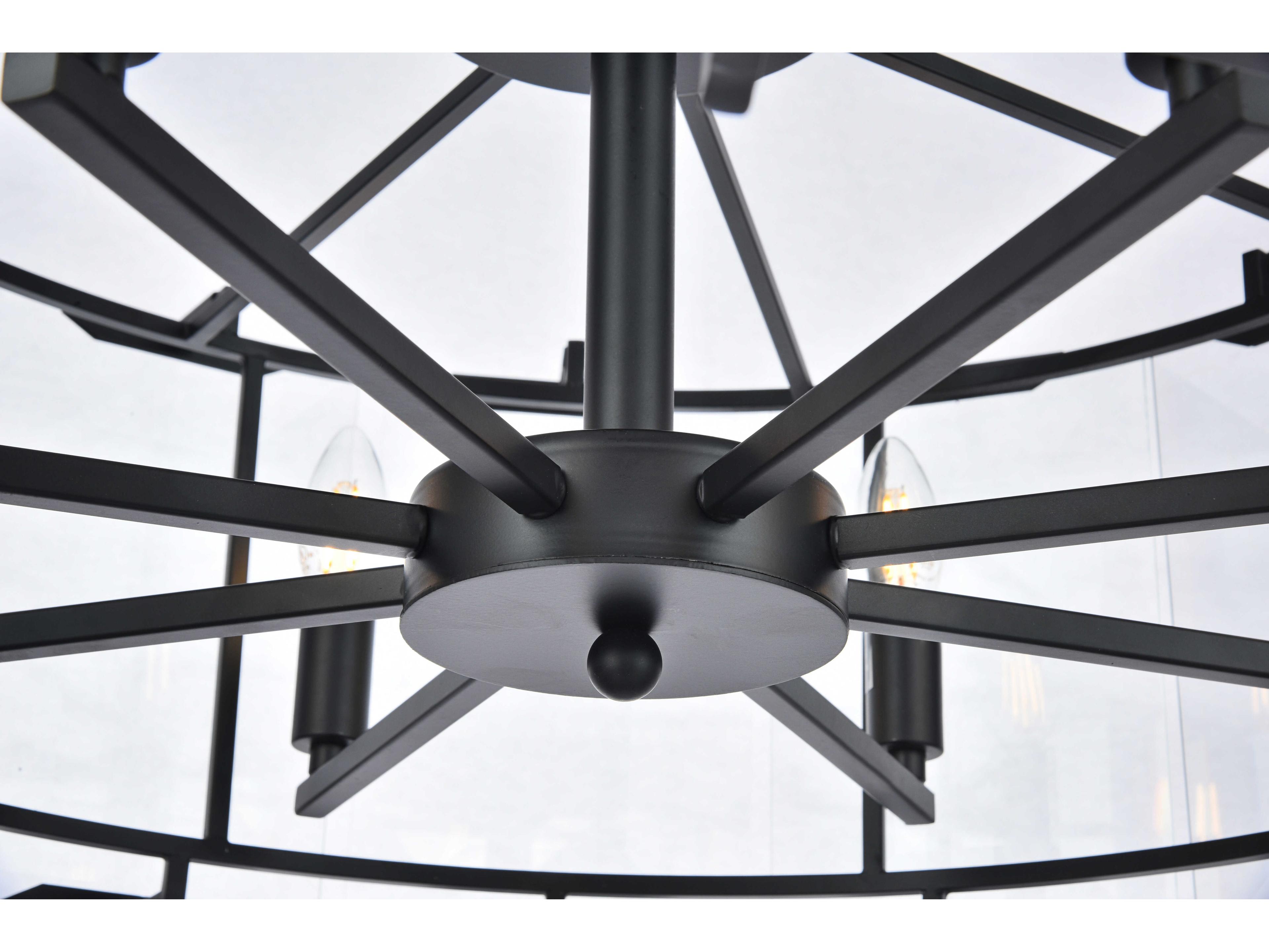 Elegant Lighting Monaco 8-Light Matte Black Clear Glass Drum Chandelier