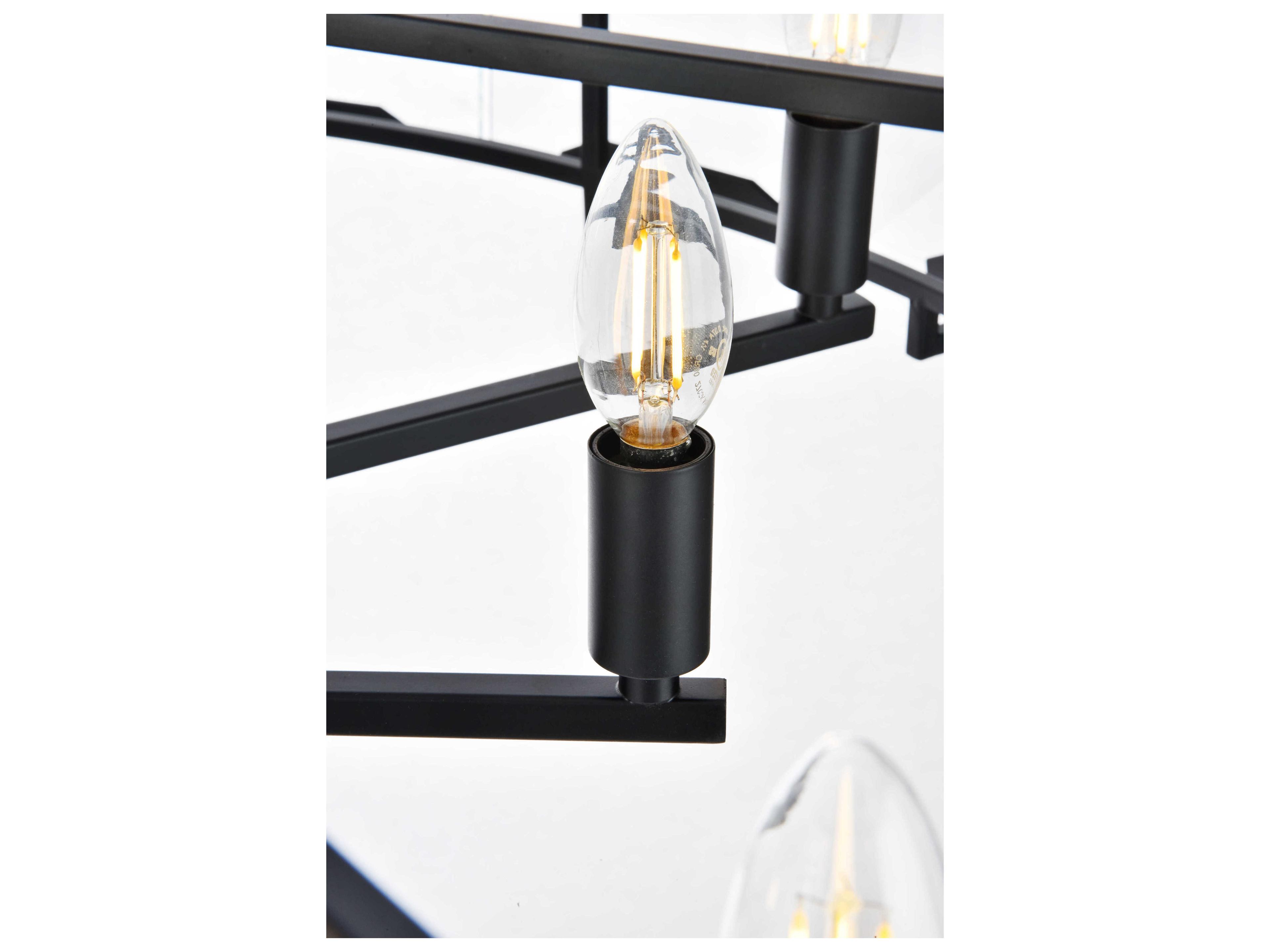 Elegant Lighting Monaco 10-Light Matte Black Clear Glass Drum Chandelier