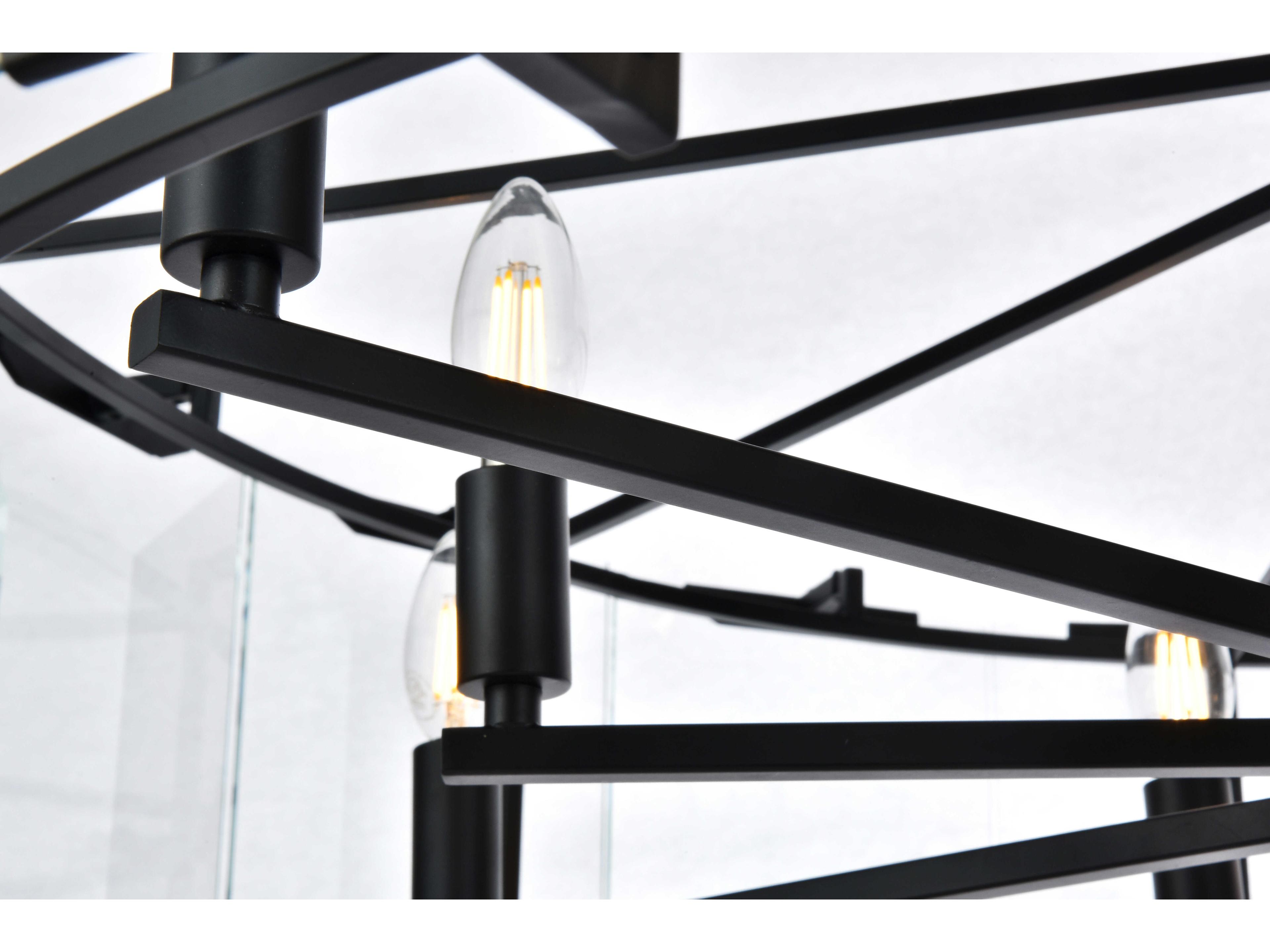 Elegant Lighting Monaco 10-Light Matte Black Clear Glass Drum Chandelier