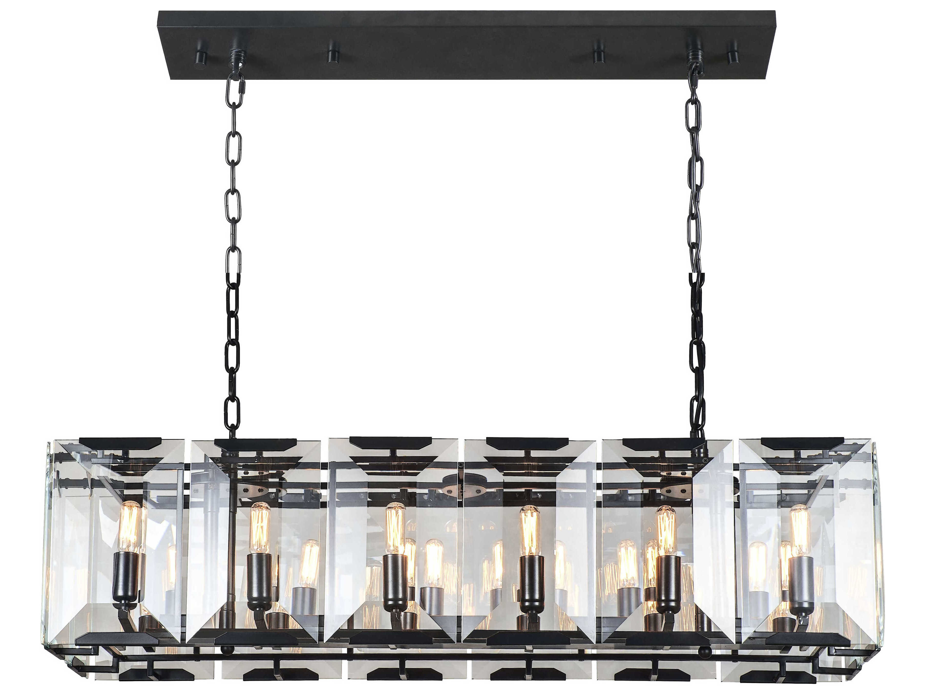 Elegant Lighting Monaco 12-Light Matte Black Glass Island Pendant