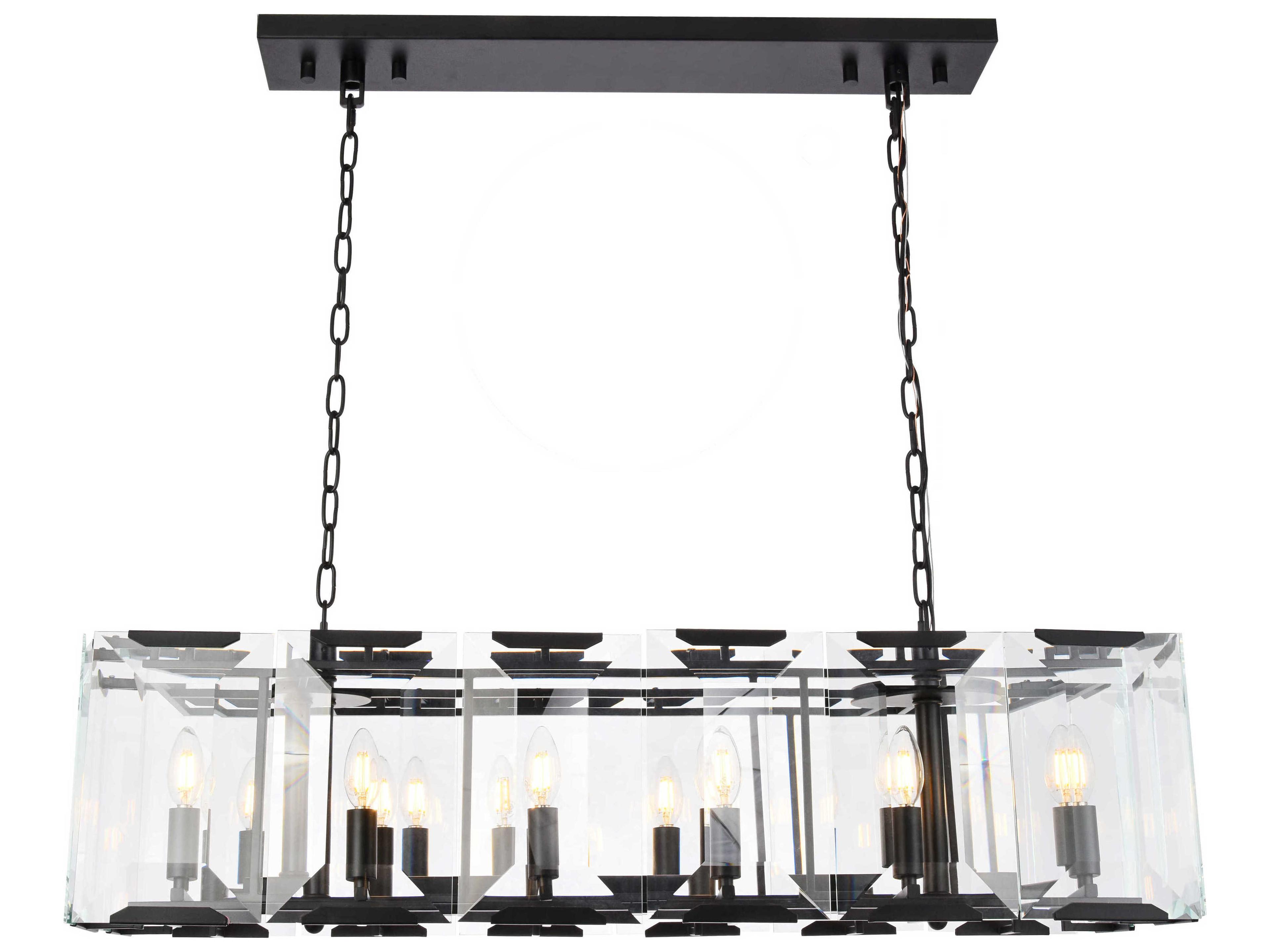 Elegant Lighting Monaco 12-Light Matte Black Glass Island Pendant