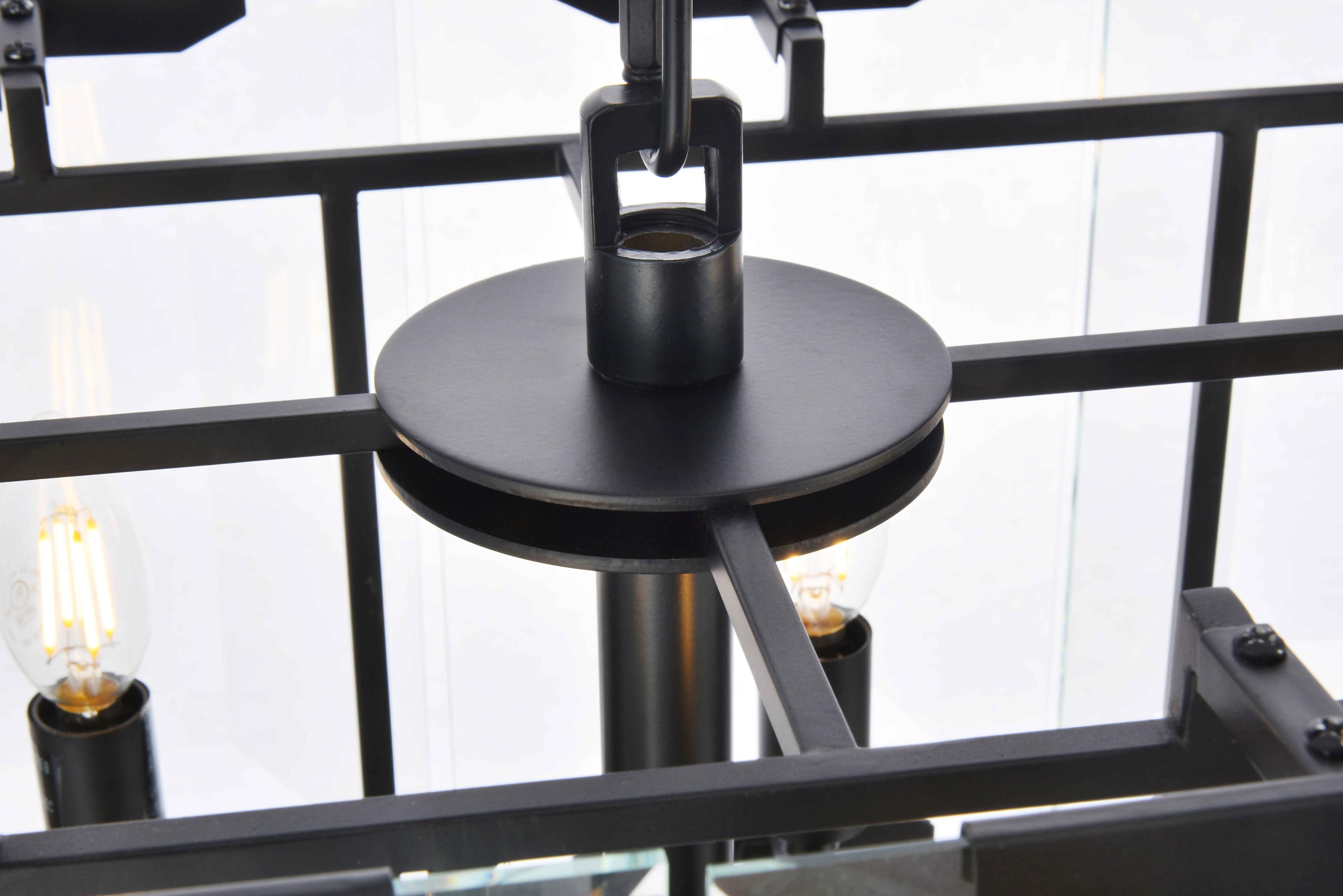 Elegant Lighting Monaco 12-Light Matte Black Glass Island Pendant