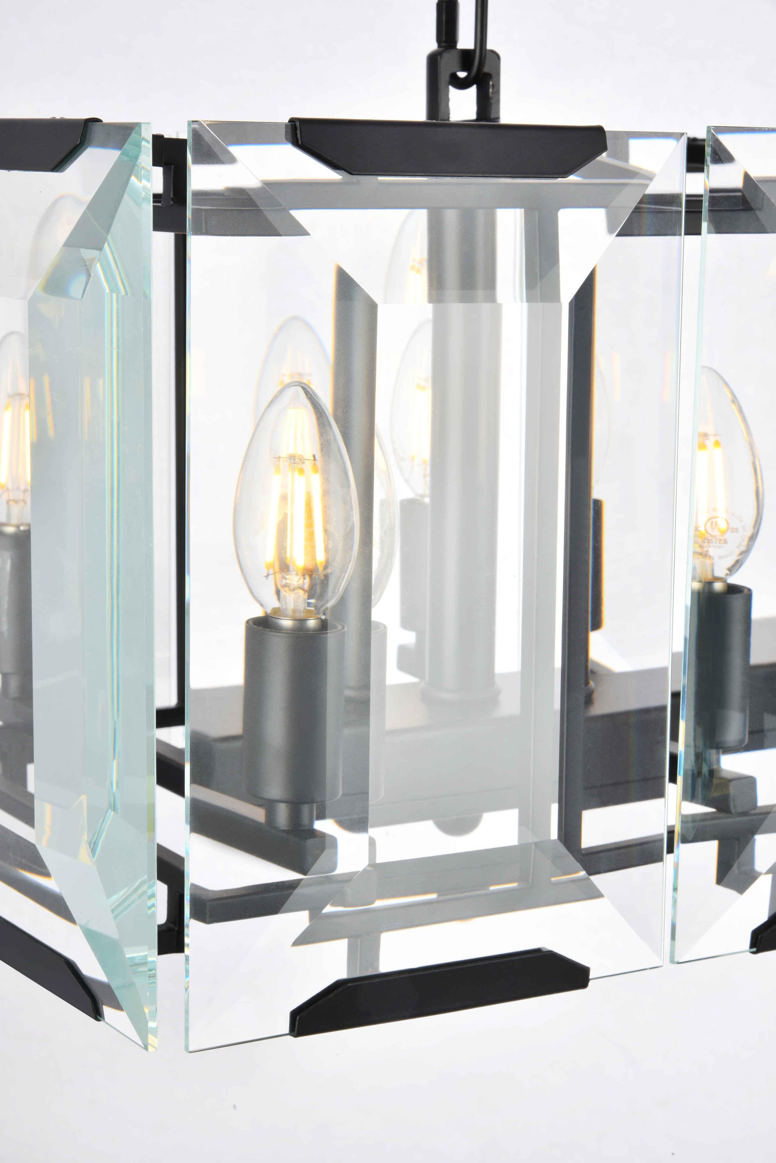 Elegant Lighting Monaco 12-Light Matte Black Glass Island Pendant