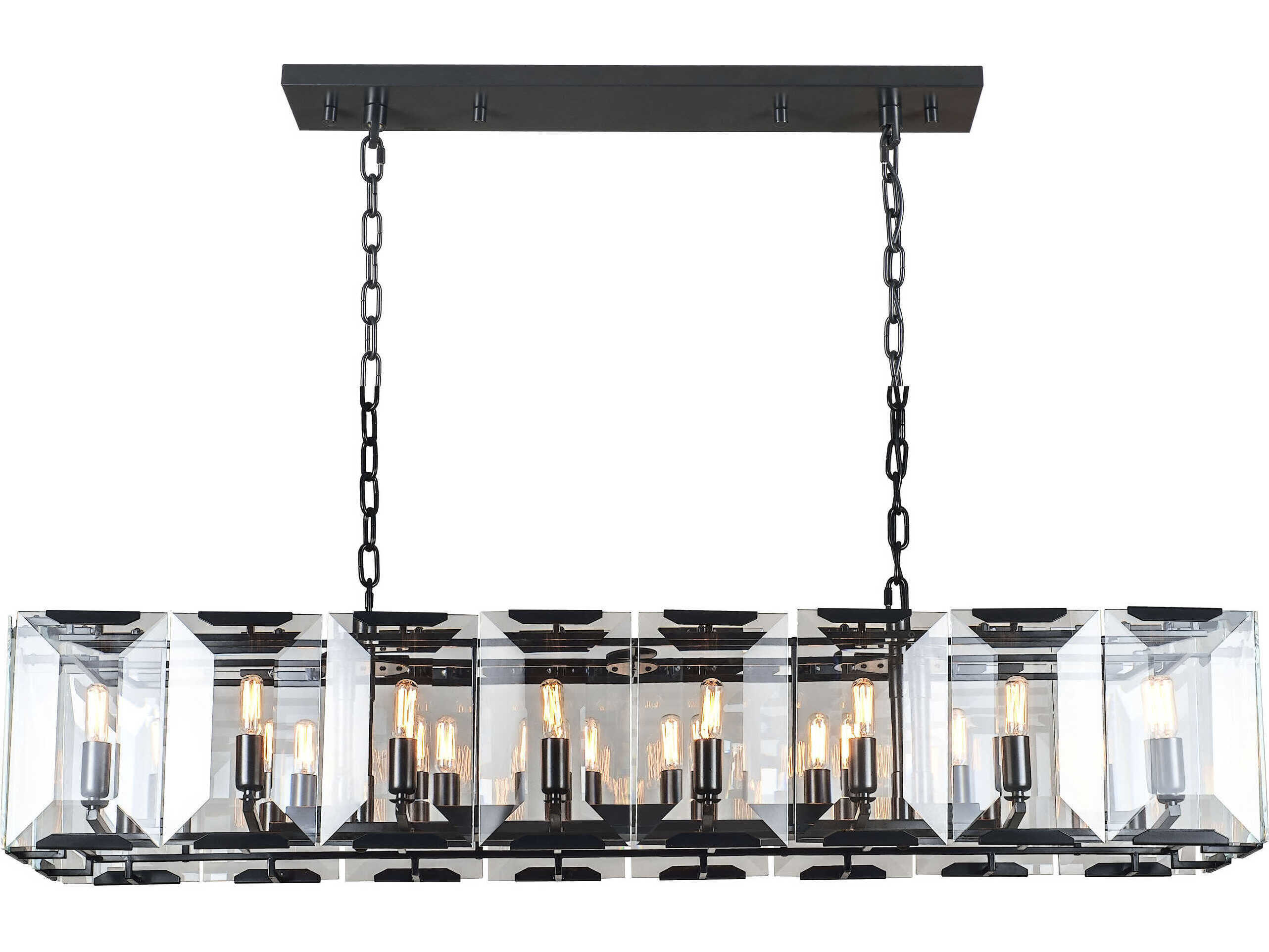 Elegant Lighting Monaco 16-Light-Light6 Matte Black Clear Glass Island Pendant