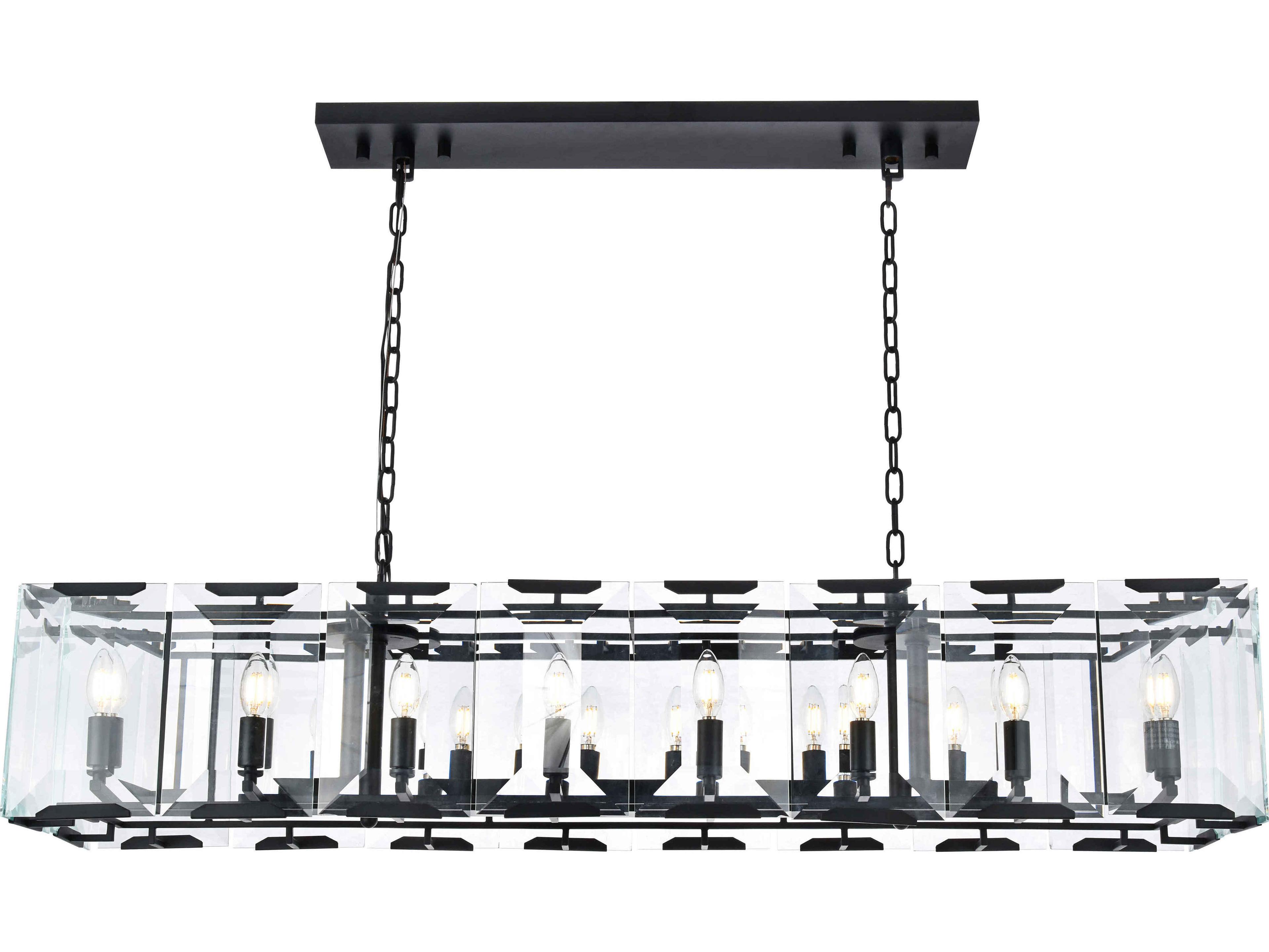 Elegant Lighting Monaco 16-Light-Light6 Matte Black Clear Glass Island Pendant