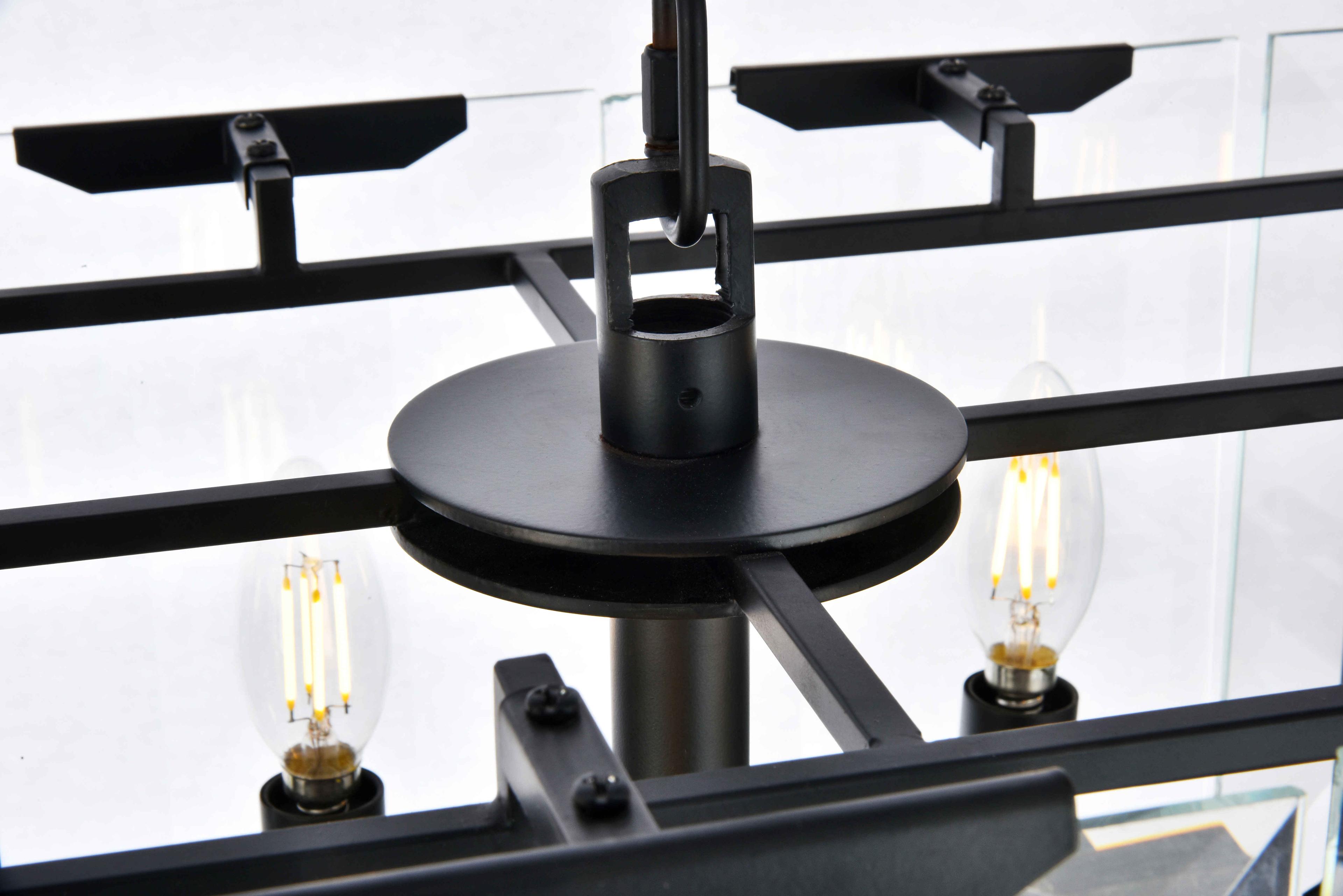 Elegant Lighting Monaco 16-Light-Light6 Matte Black Clear Glass Island Pendant