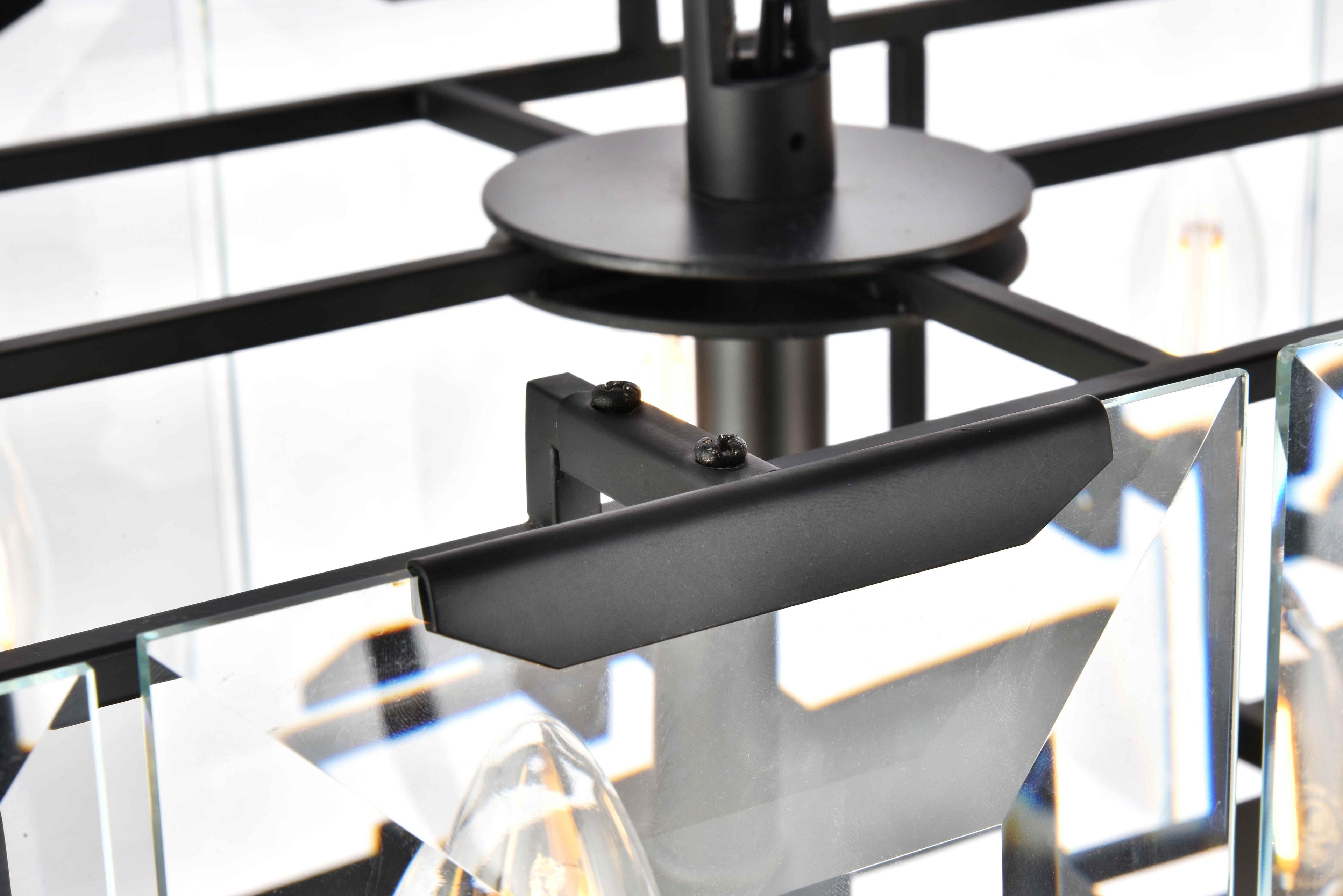 Elegant Lighting Monaco 16-Light-Light6 Matte Black Clear Glass Island Pendant