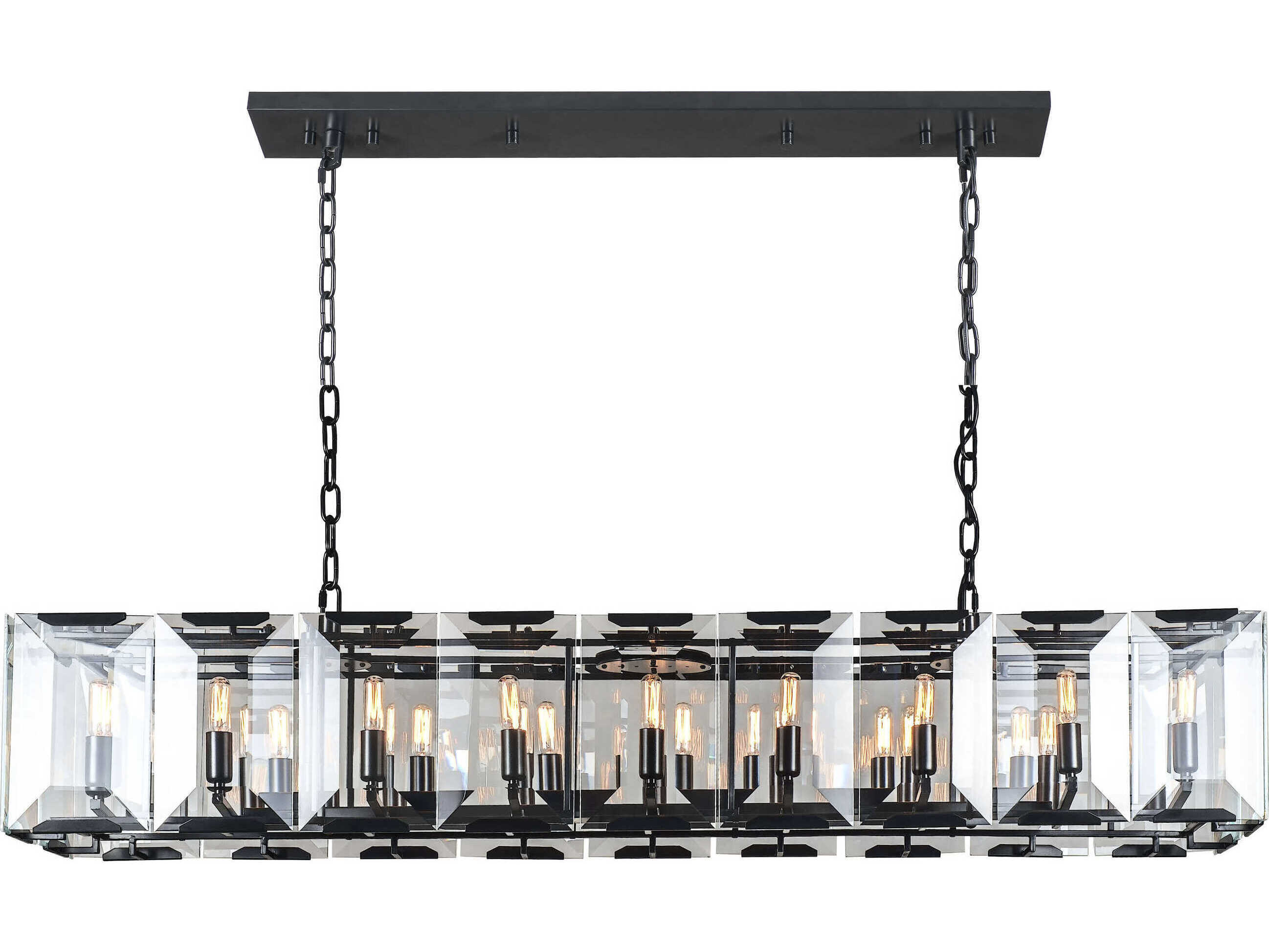 Elegant Lighting Monaco 18-Light8-Light Matte Black Clear Glass Island Pendant