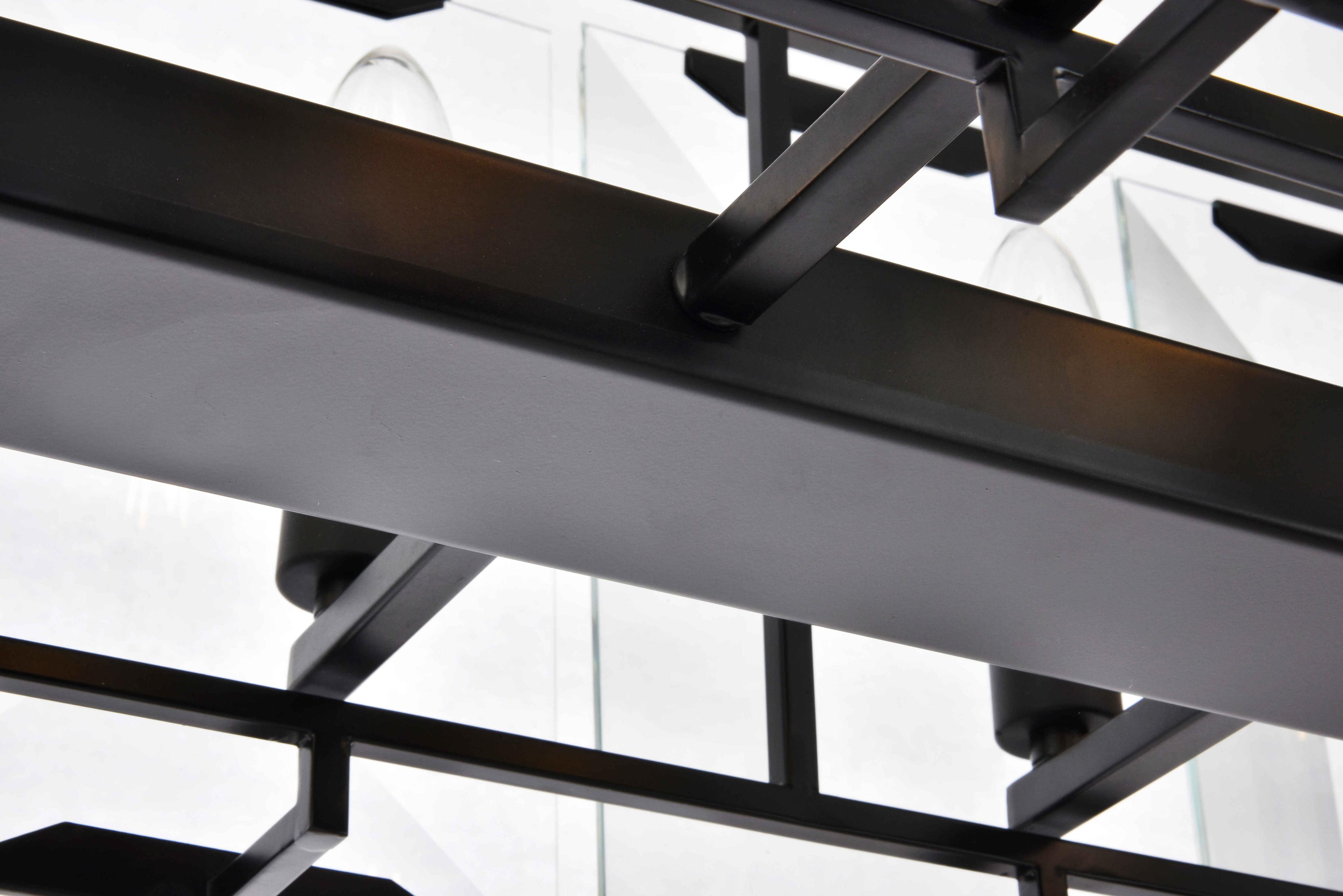 Elegant Lighting Monaco 18-Light8-Light Matte Black Clear Glass Island Pendant