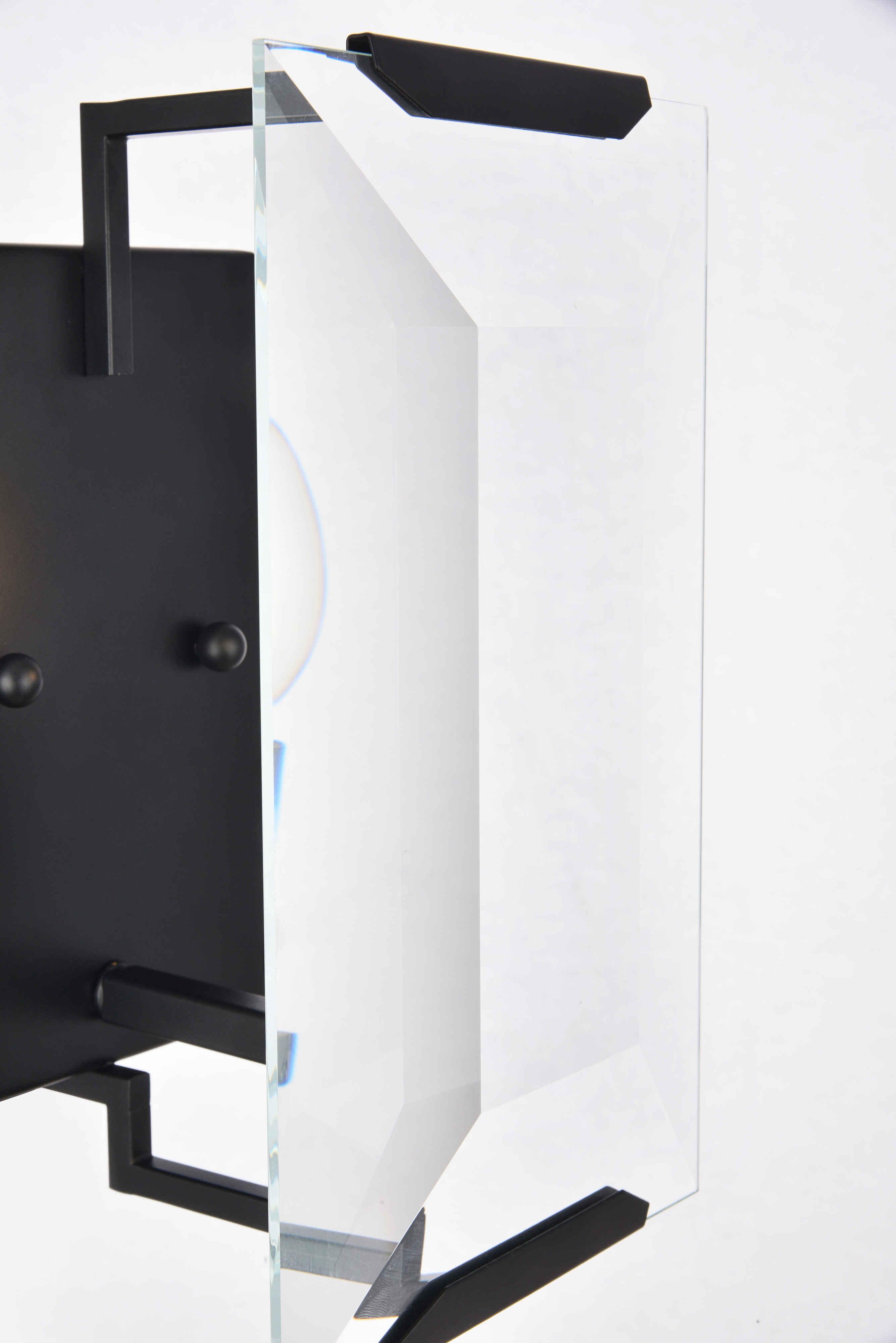 Elegant Lighting Monaco 1-Light Matte Black Clear Glass Wall Sconce