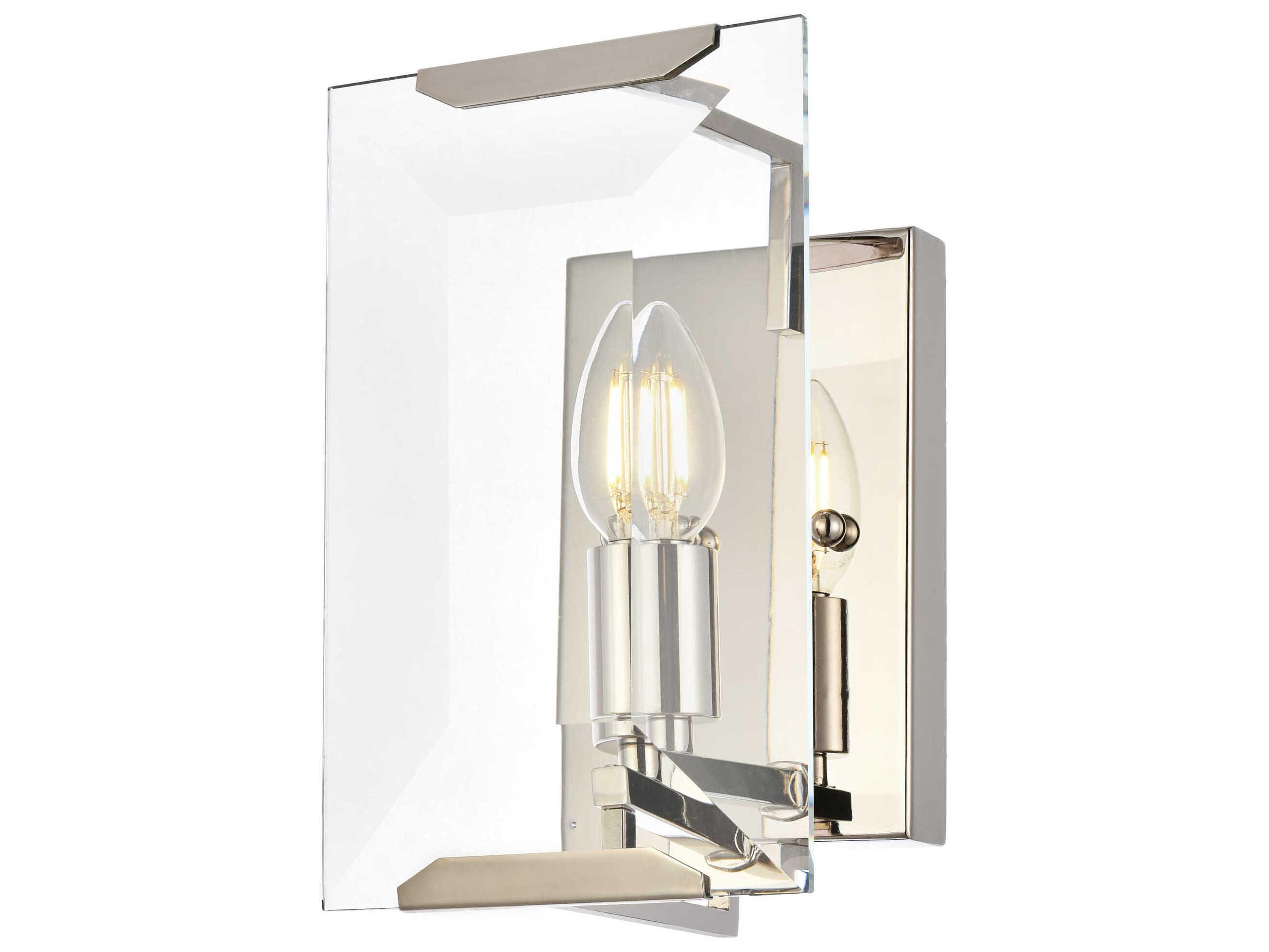 Elegant Lighting Monaco 1-Light Polished Nickel Clear Glass Wall Sconce
