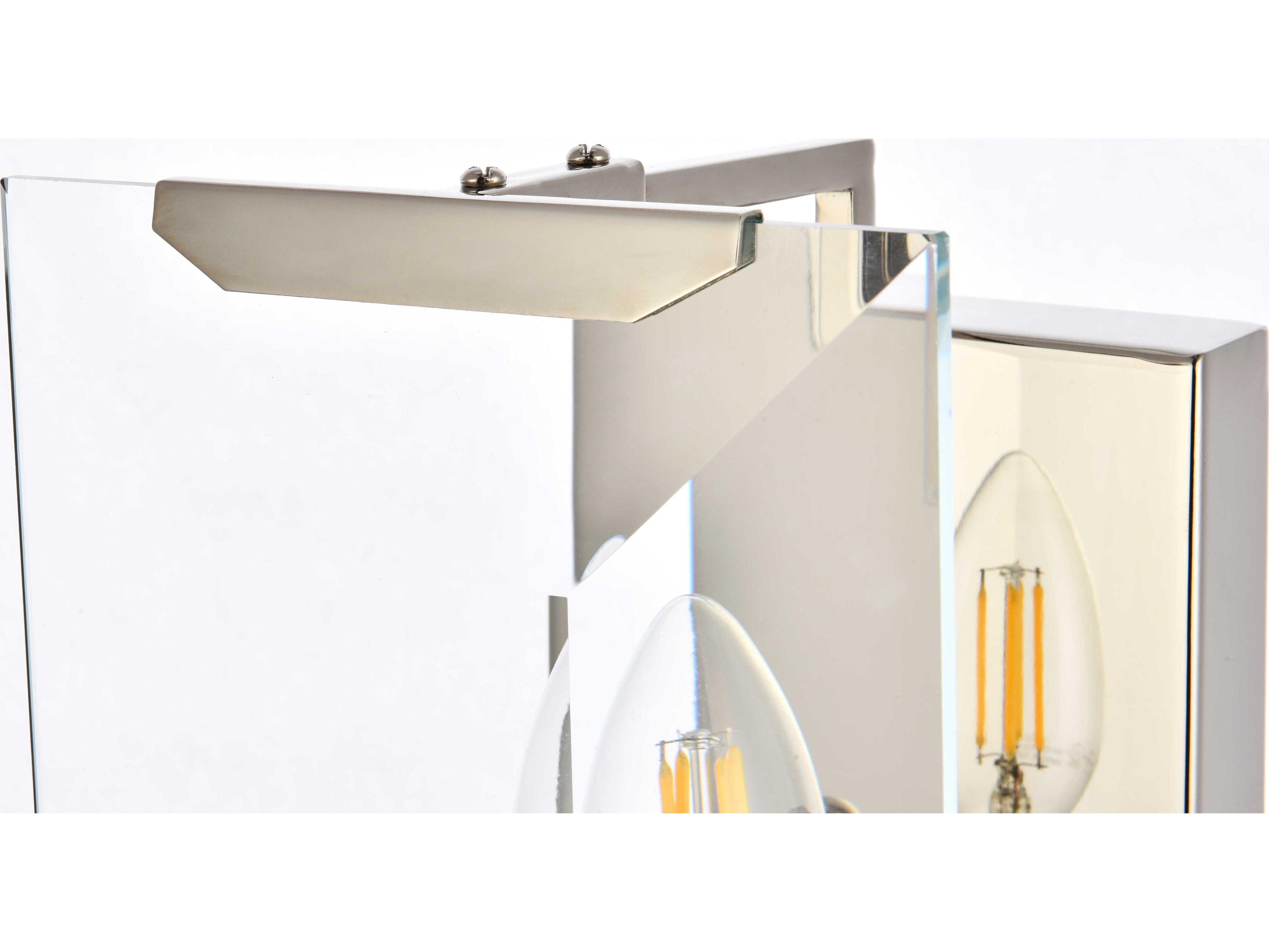 Elegant Lighting Monaco 1-Light Polished Nickel Clear Glass Wall Sconce