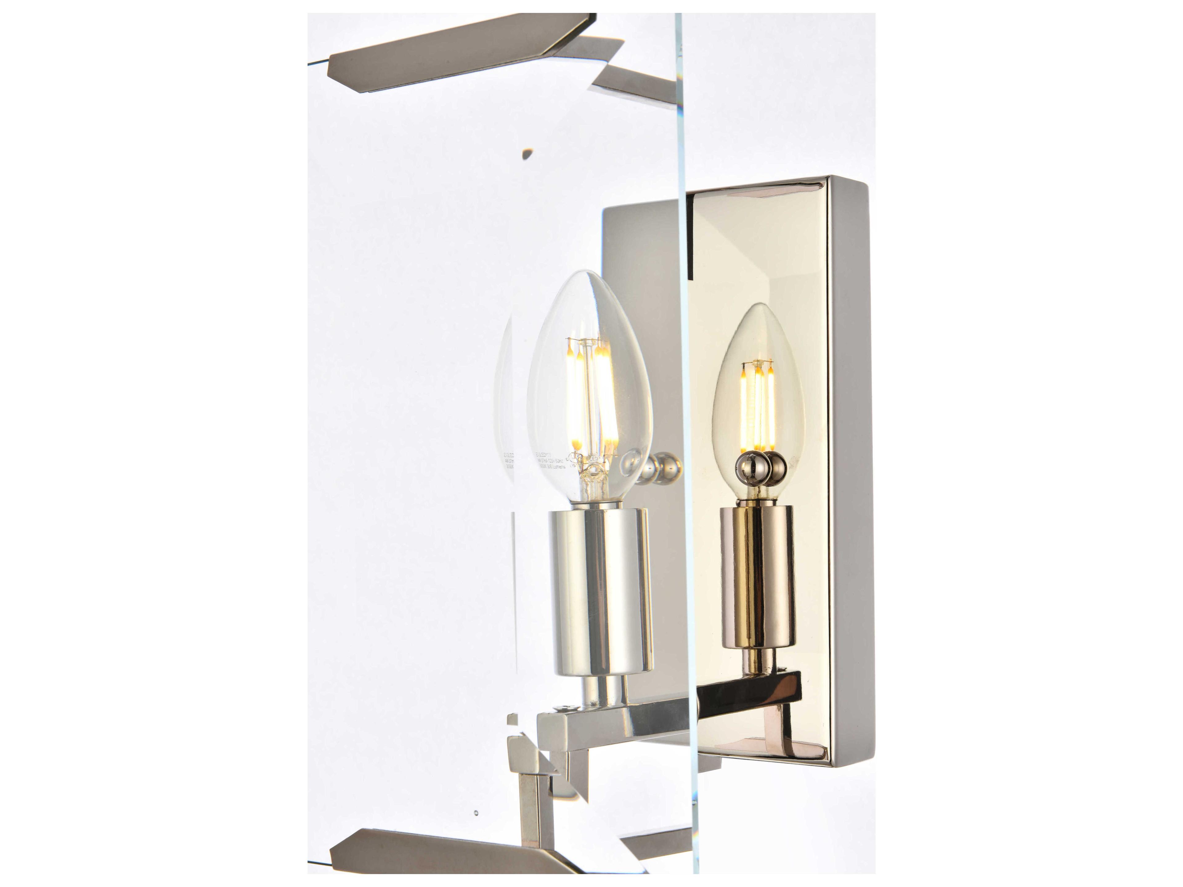 Elegant Lighting Monaco 1-Light Polished Nickel Clear Glass Wall Sconce