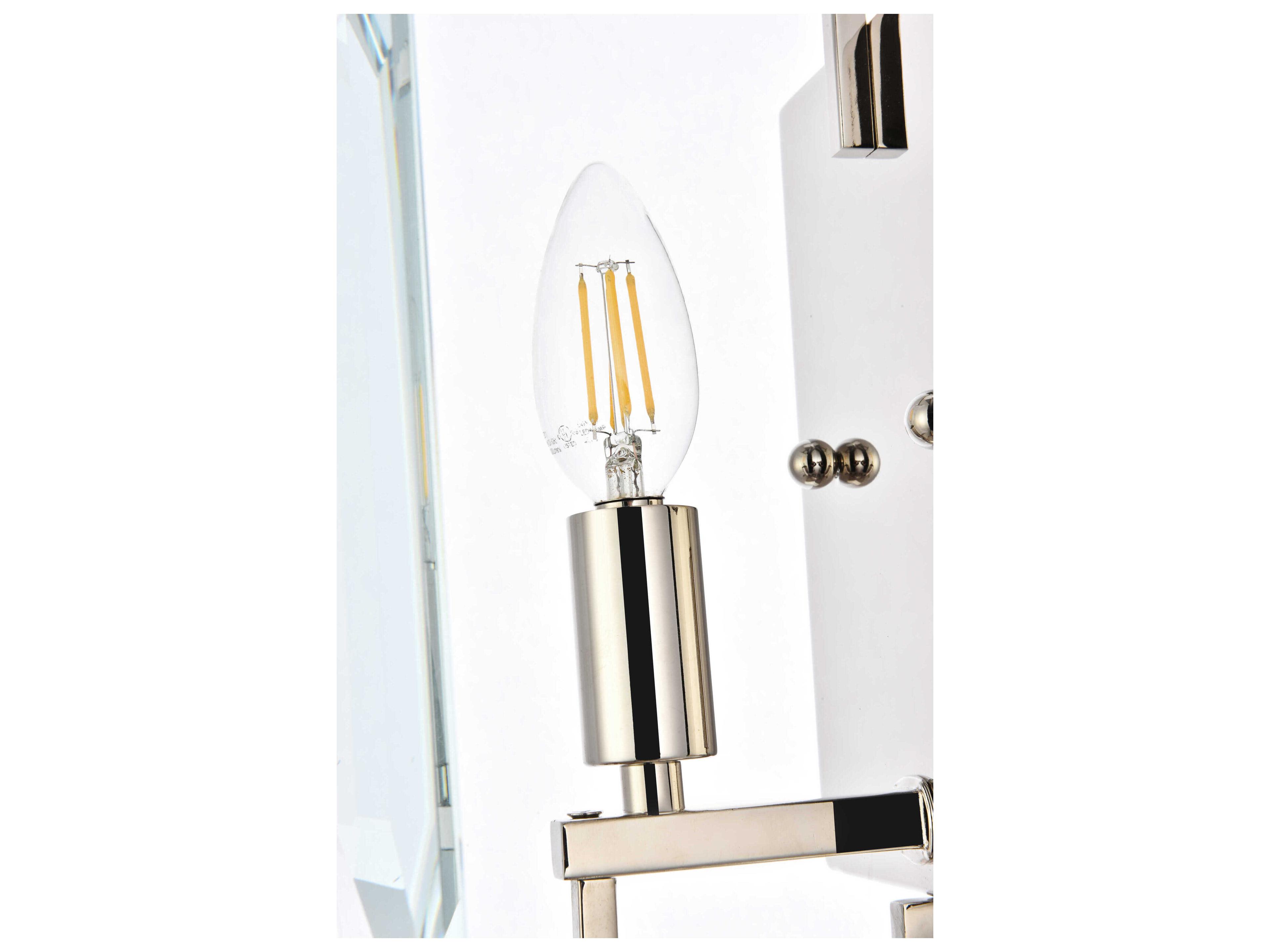 Elegant Lighting Monaco 1-Light Polished Nickel Clear Glass Wall Sconce