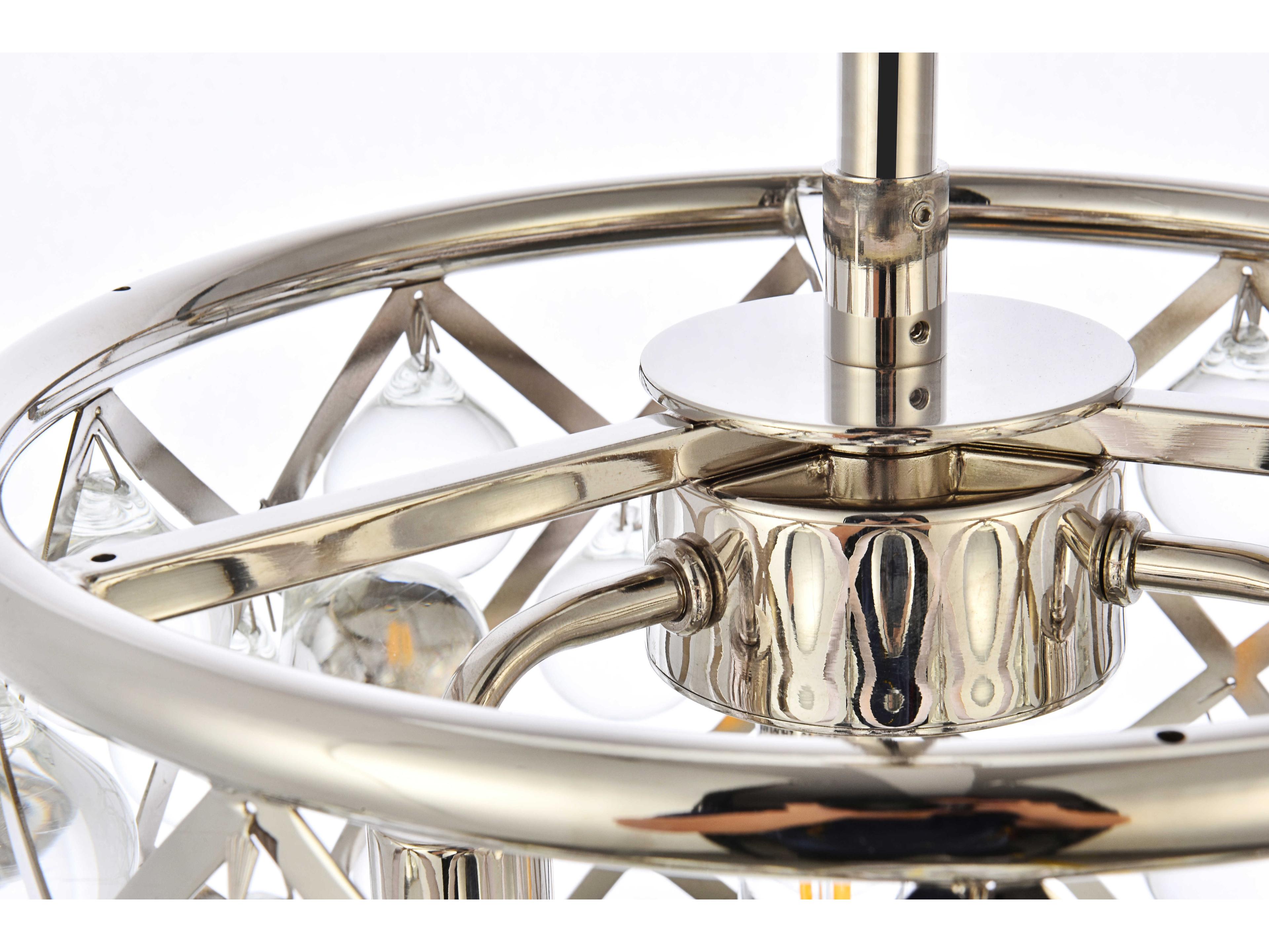 Elegant Lighting Madison 3-Light Polished Nickel Clear Crystal Drum Mini Pendant