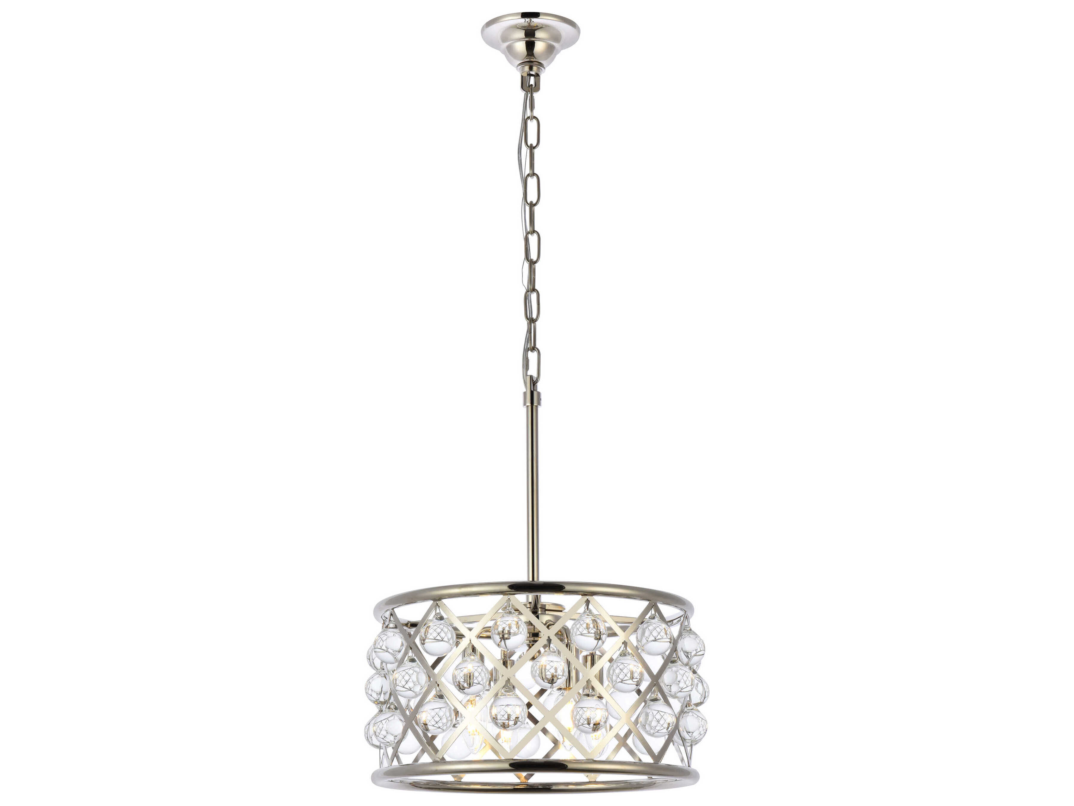 Elegant Lighting Madison 4-Light Polished Nickel Clear Crystal Drum Pendant
