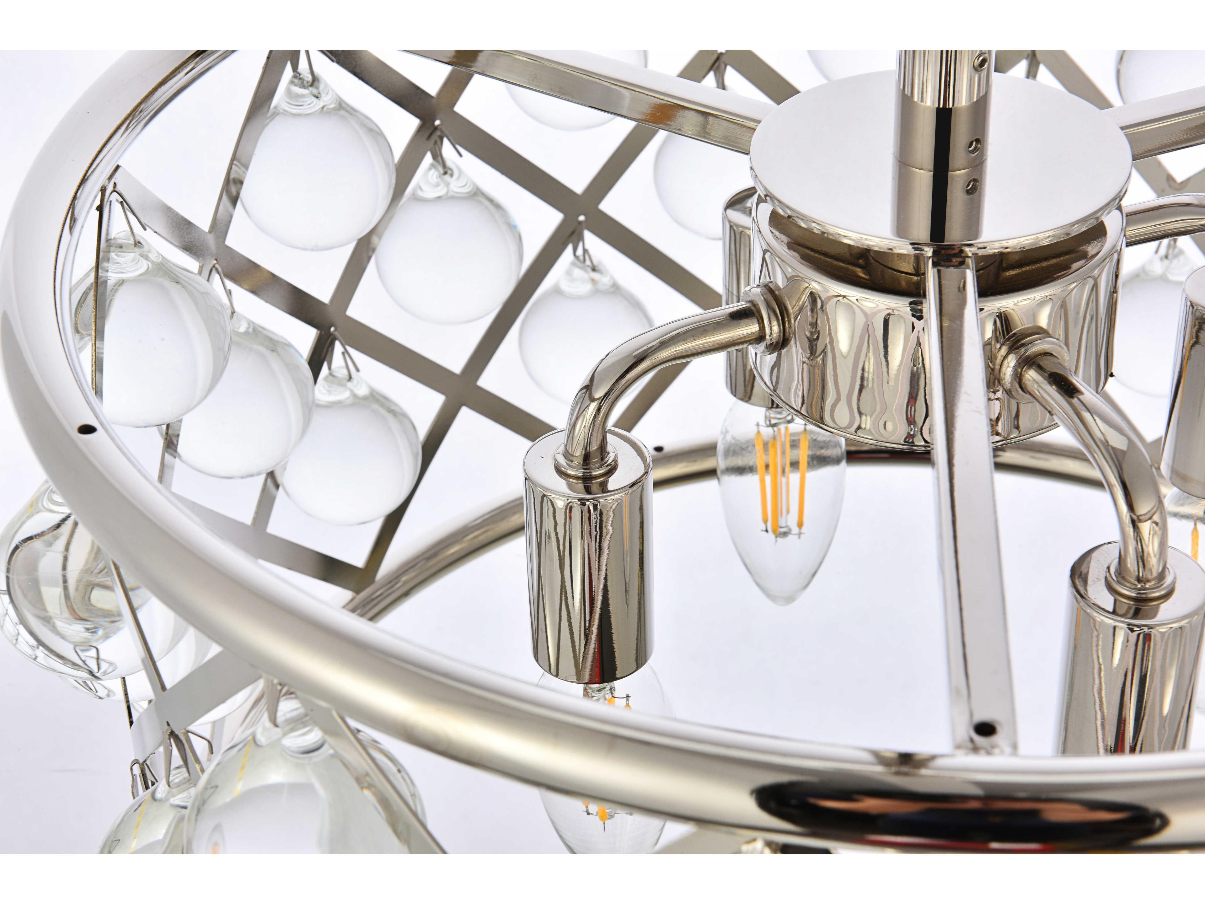 Elegant Lighting Madison 4-Light Polished Nickel Clear Crystal Drum Pendant