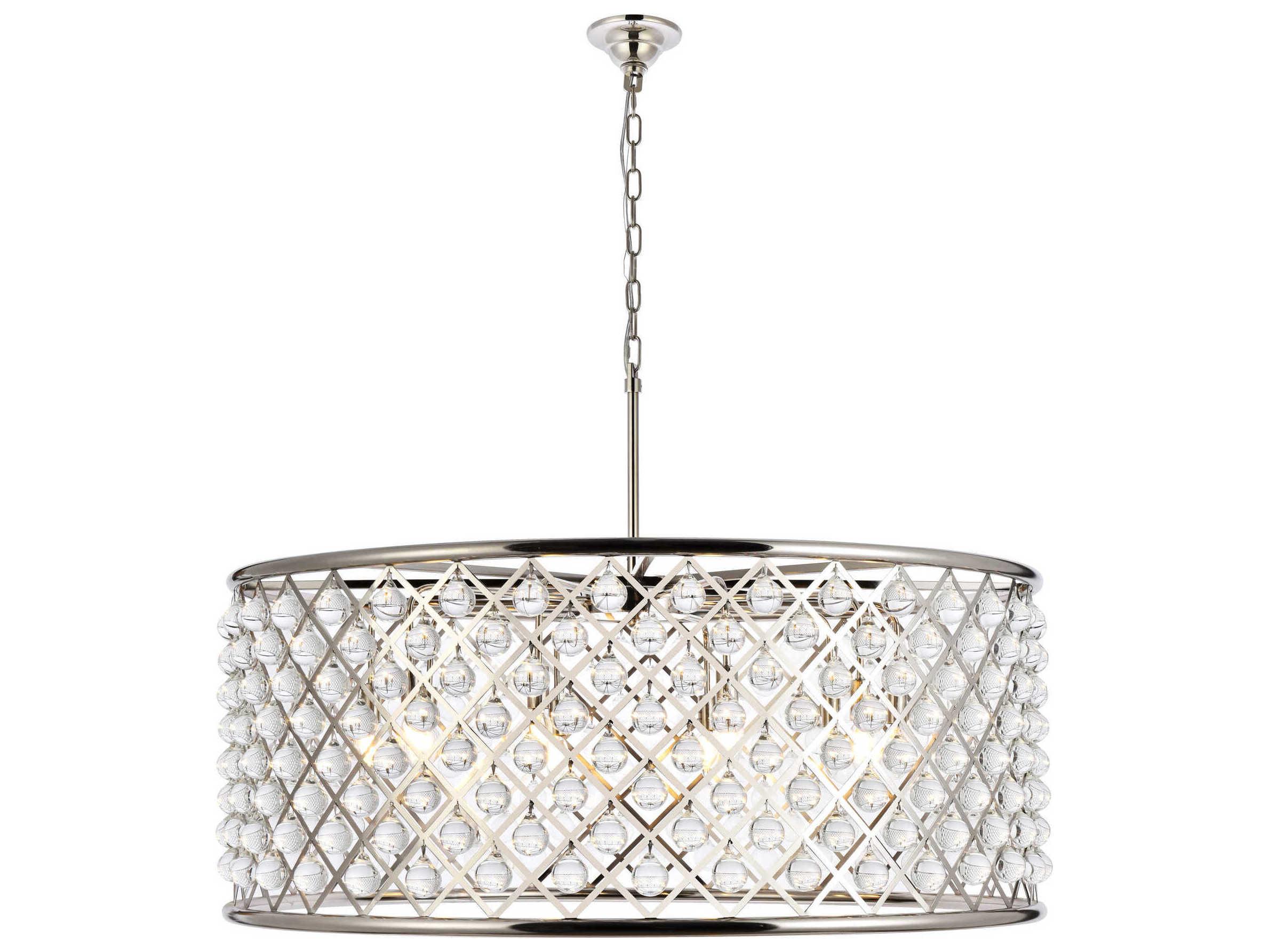 Elegant Lighting Madison 10-Light Polished Nickel Crystal Drum Chandelier