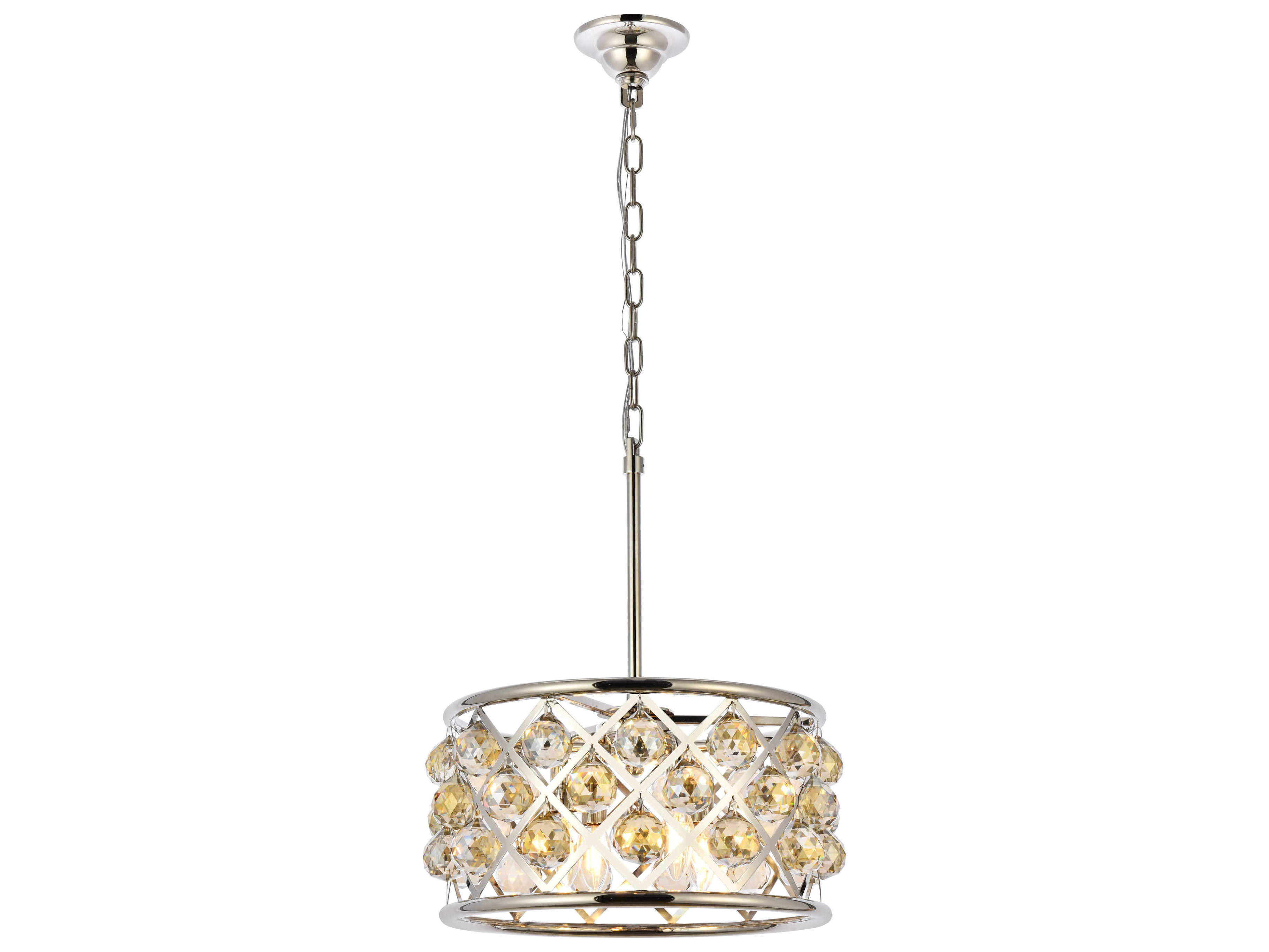 Elegant Lighting Madison 4-Light Polished Nickel Gold Crystal Drum Pendant