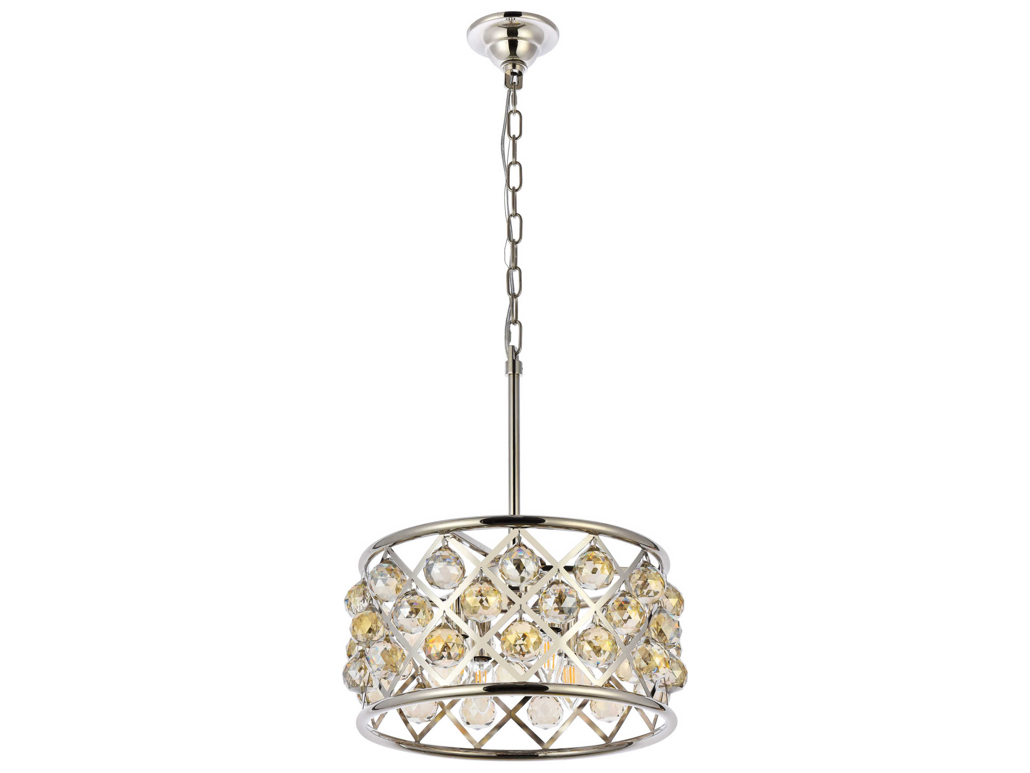 Elegant Lighting Madison 4-Light Polished Nickel Gold Crystal Drum Pendant