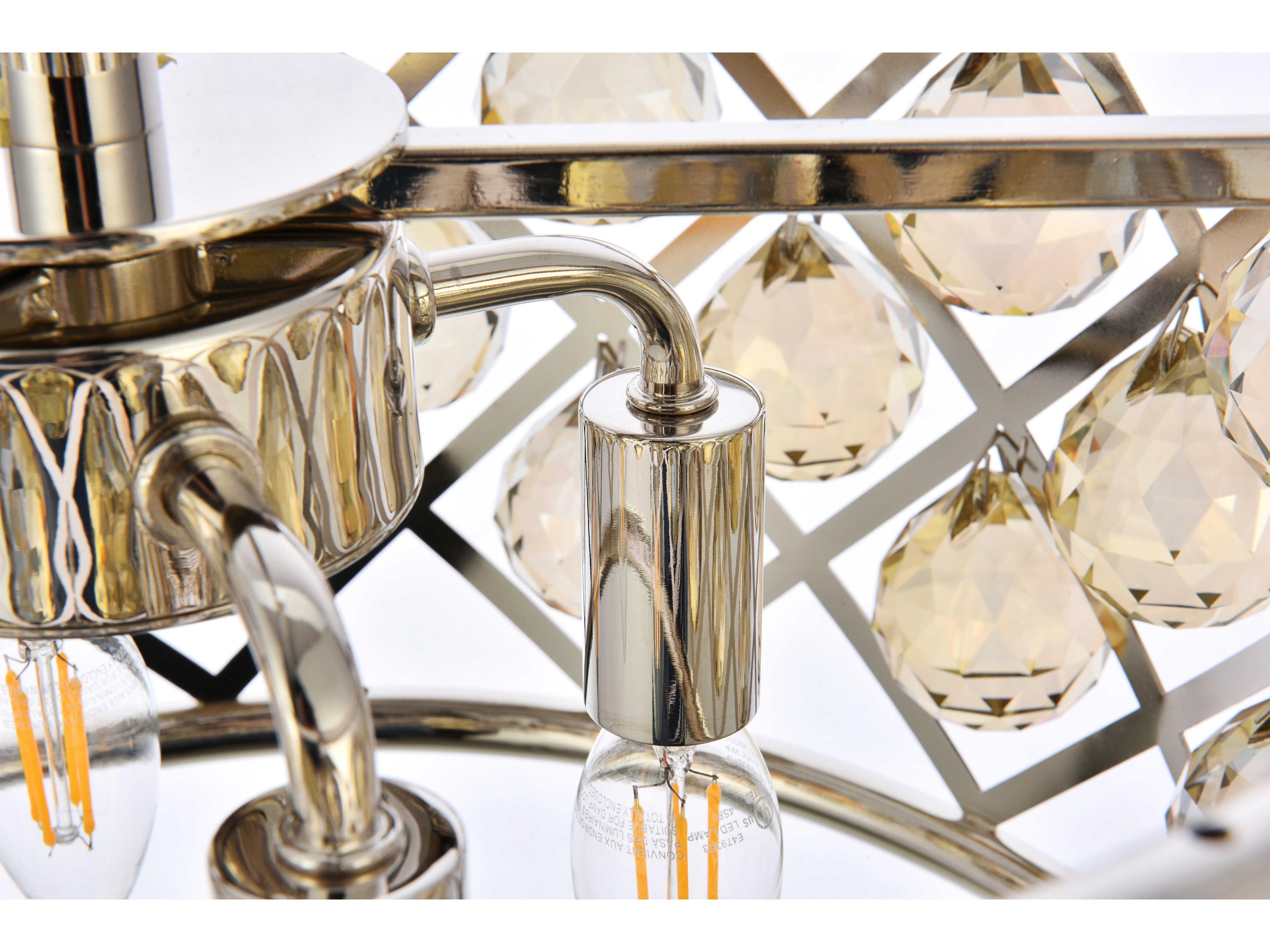 Elegant Lighting Madison 4-Light Polished Nickel Gold Crystal Drum Pendant