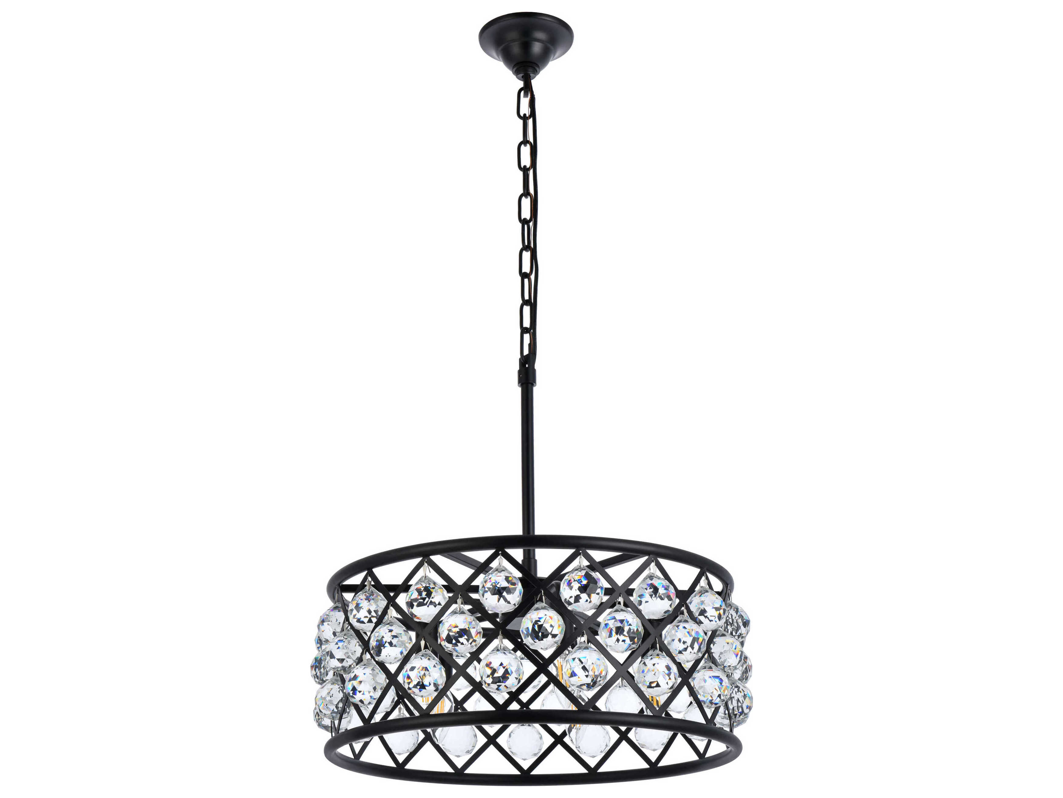 Elegant Lighting Madison 5-Light Matte Black Clear Crystal Drum Pendant