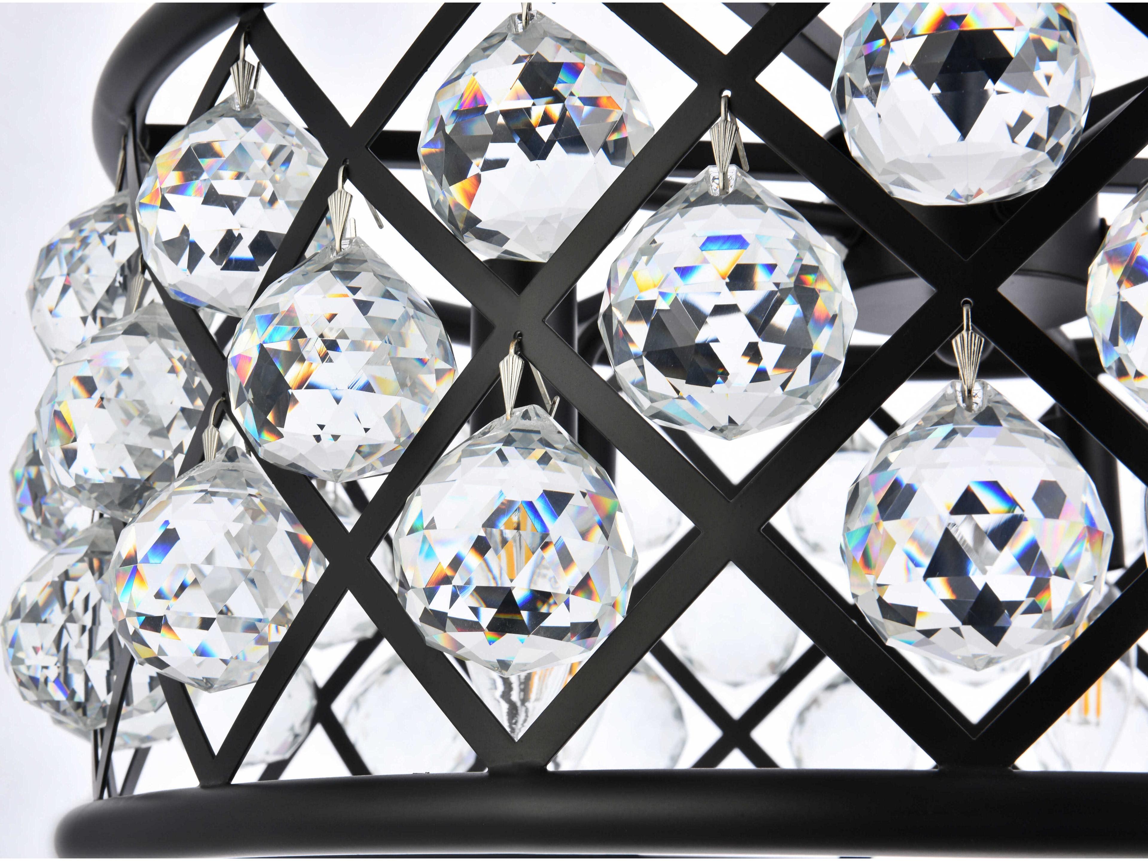 Elegant Lighting Madison 5-Light Matte Black Clear Crystal Drum Pendant