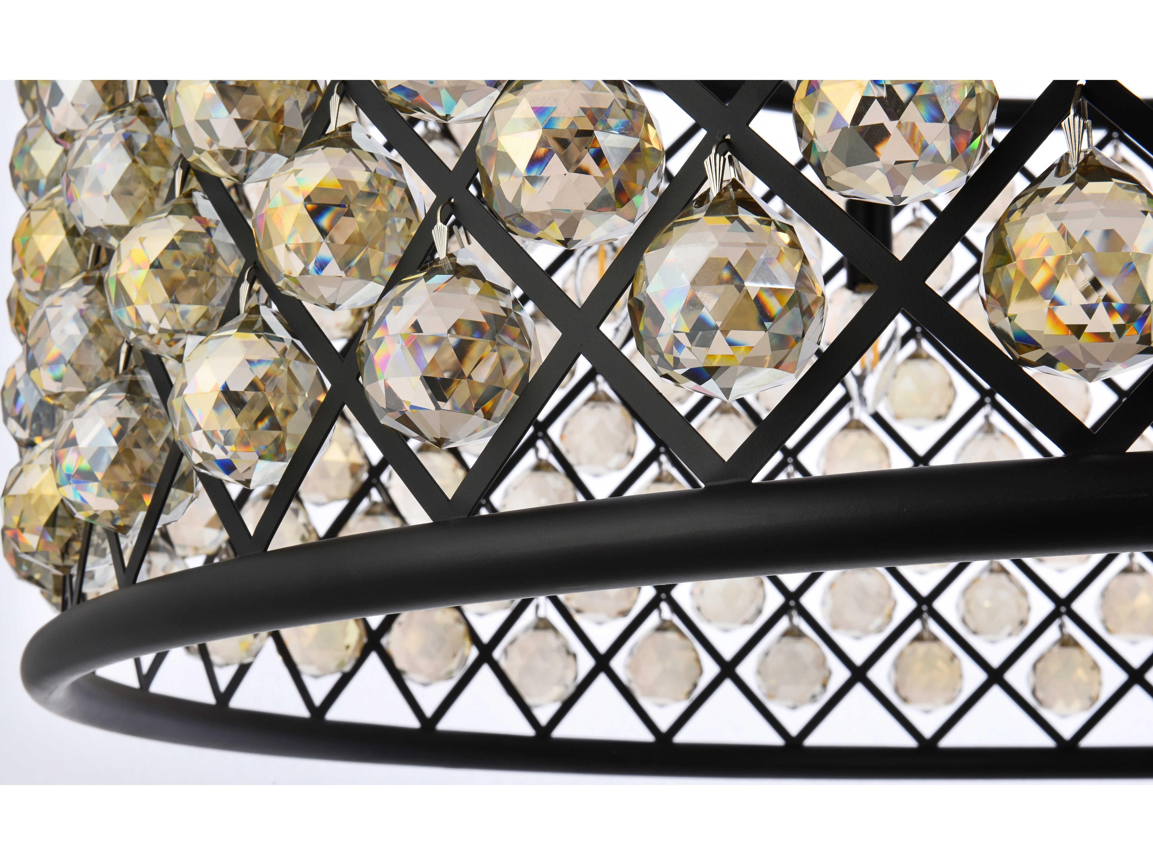 Elegant Lighting Madison 10-Light Matte Black Crystal Drum Chandelier