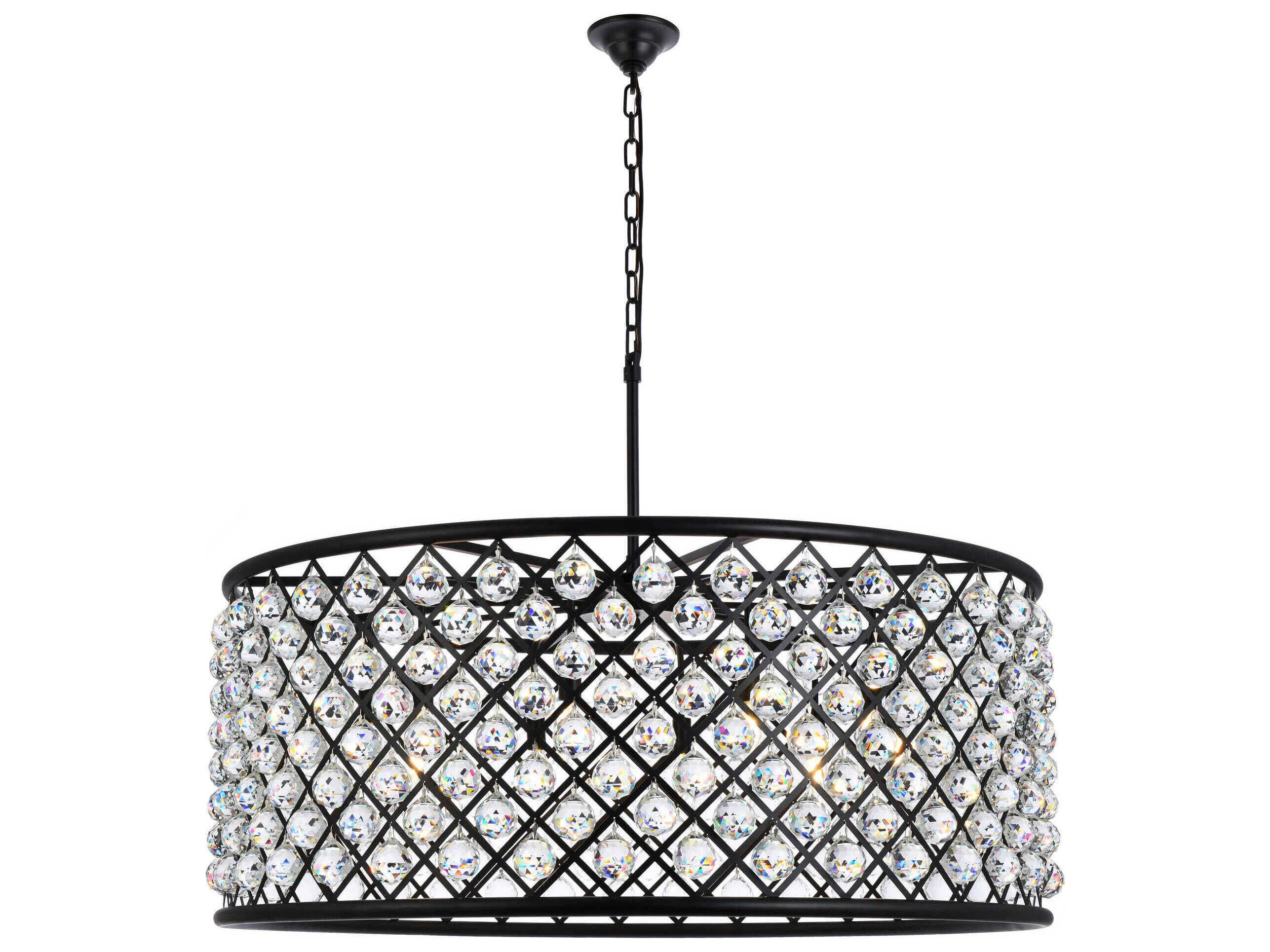 Elegant Lighting Madison 10-Light Matte Black Crystal Drum Chandelier