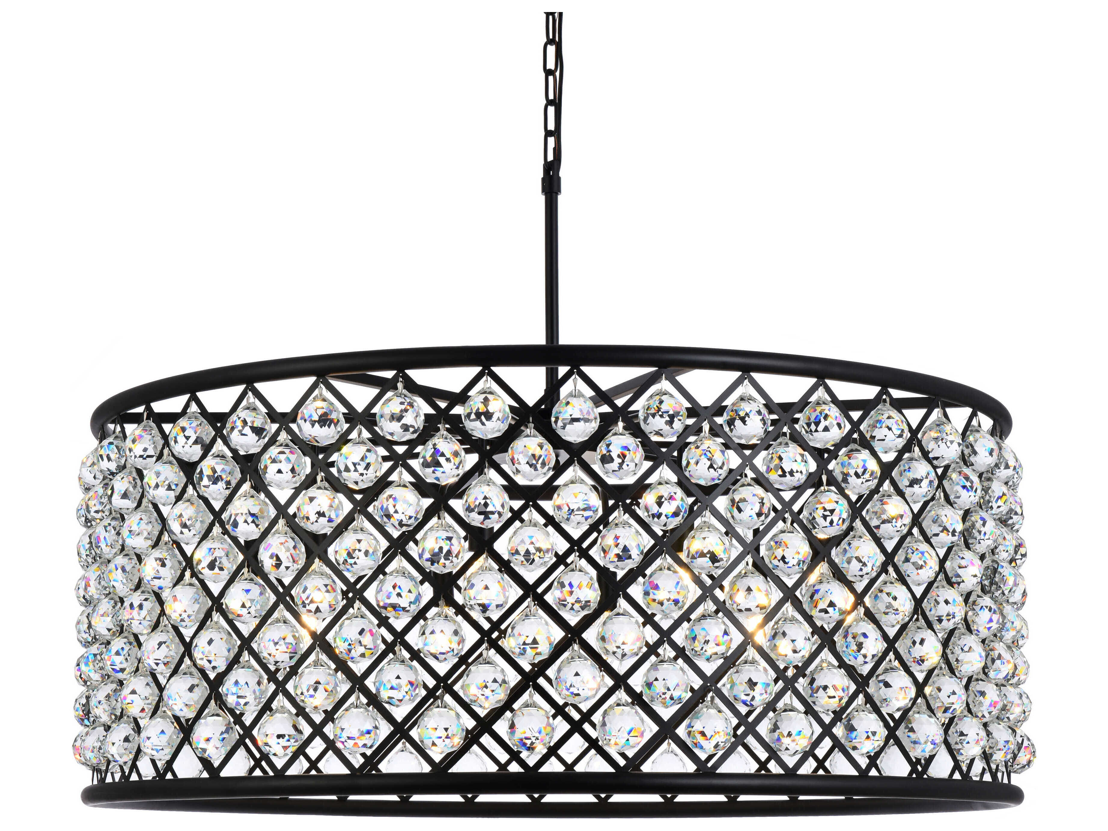 Elegant Lighting Madison 10-Light Matte Black Crystal Drum Chandelier