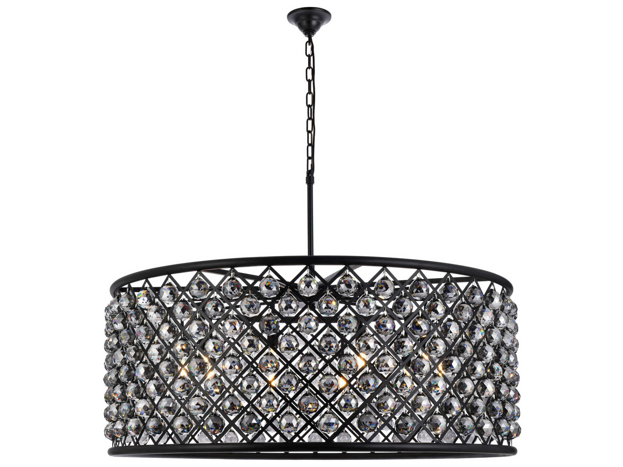 Elegant Lighting Madison 10-Light Matte Black Crystal Drum Chandelier
