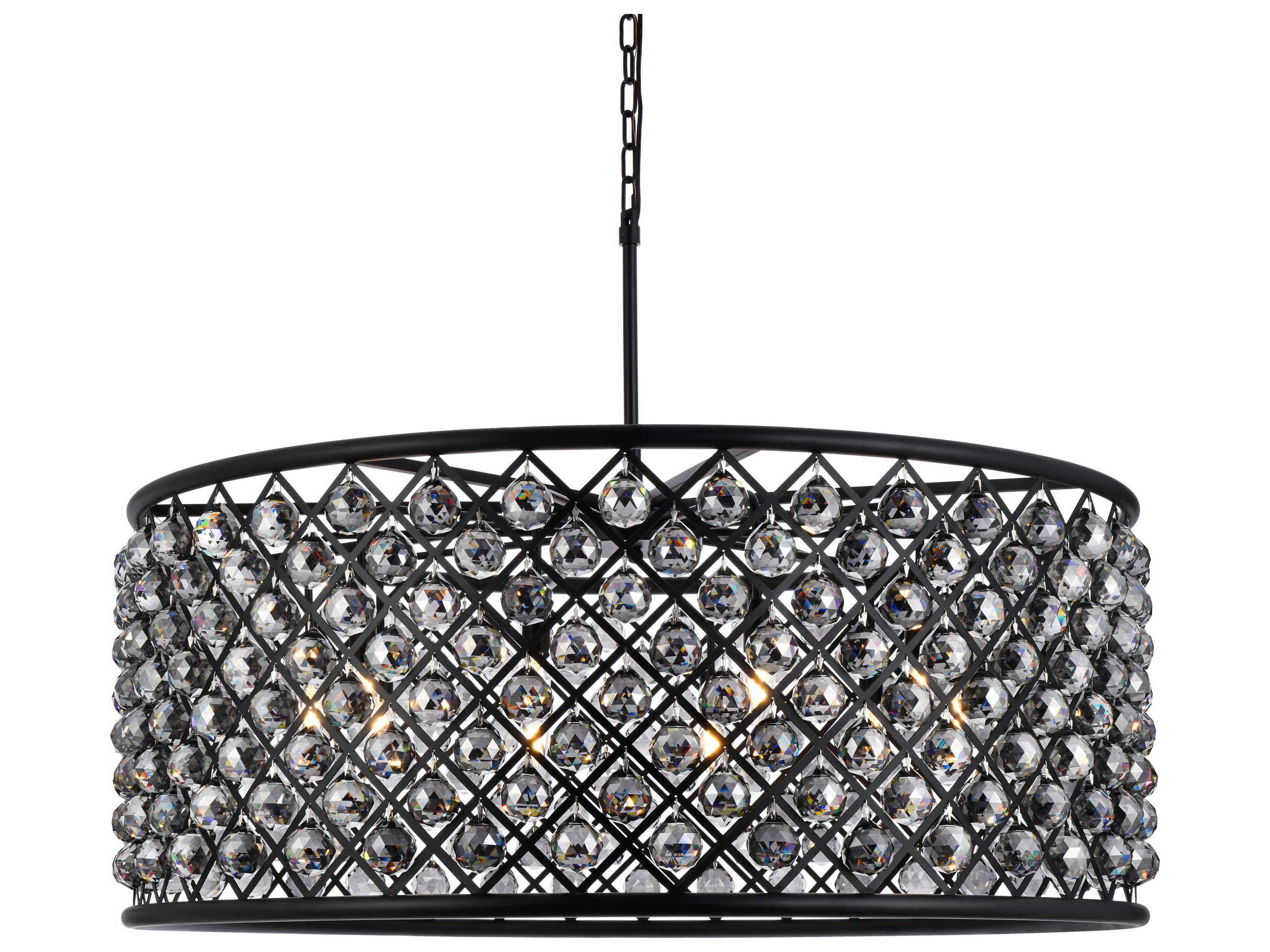 Elegant Lighting Madison 10-Light Matte Black Crystal Drum Chandelier