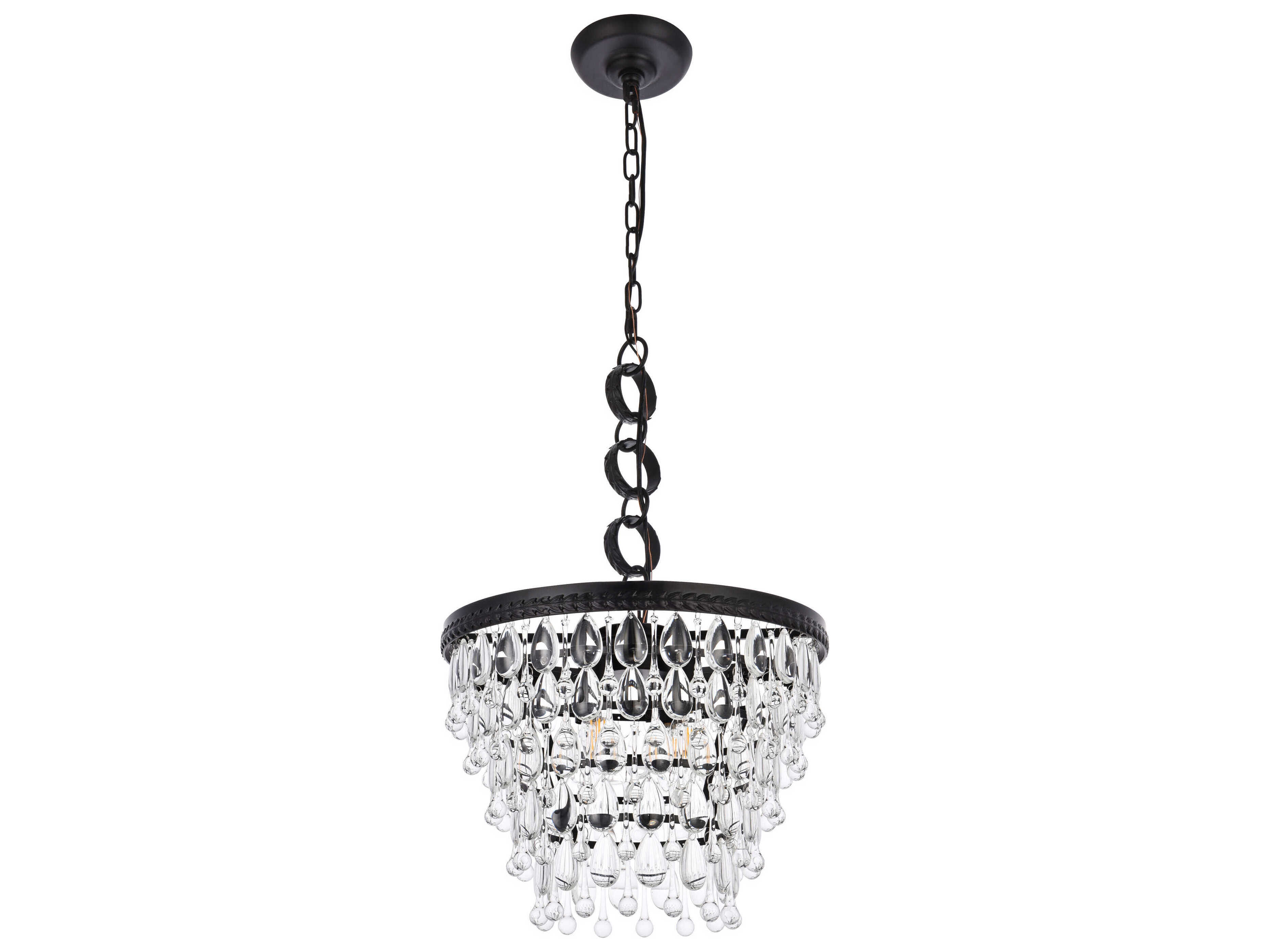 Elegant Lighting Nordic 4-Light Black And Clear Crystal Glass Pendant