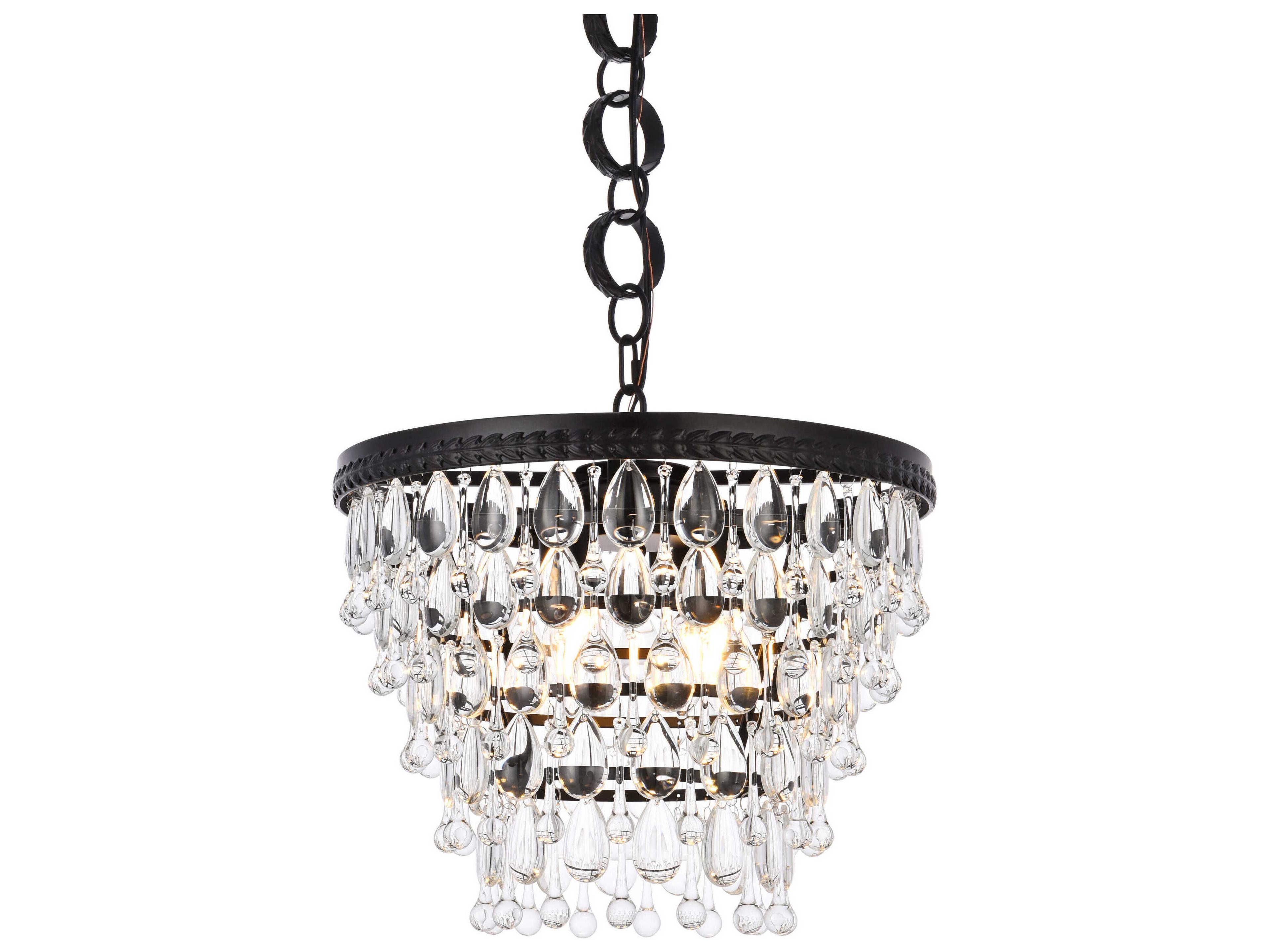 Elegant Lighting Nordic 4-Light Black And Clear Crystal Glass Pendant