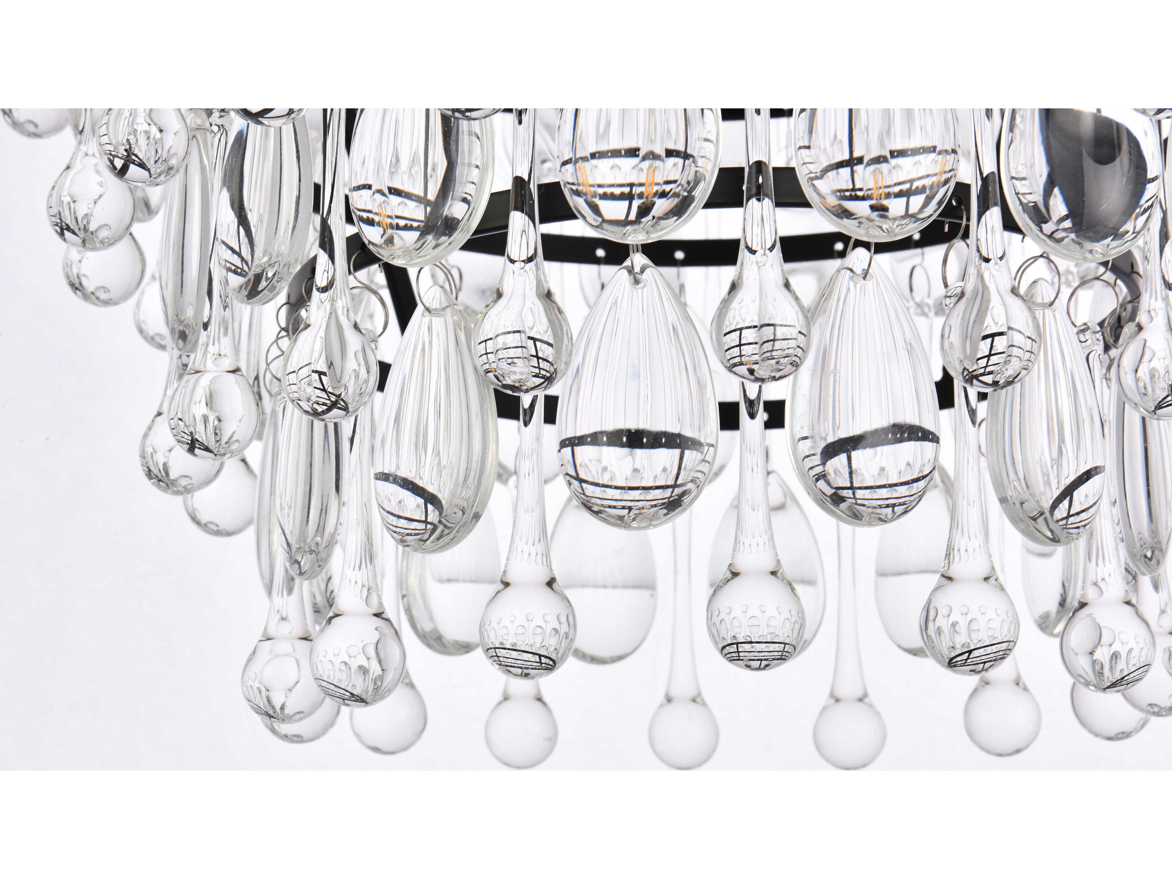 Elegant Lighting Nordic 4-Light Black And Clear Crystal Glass Pendant